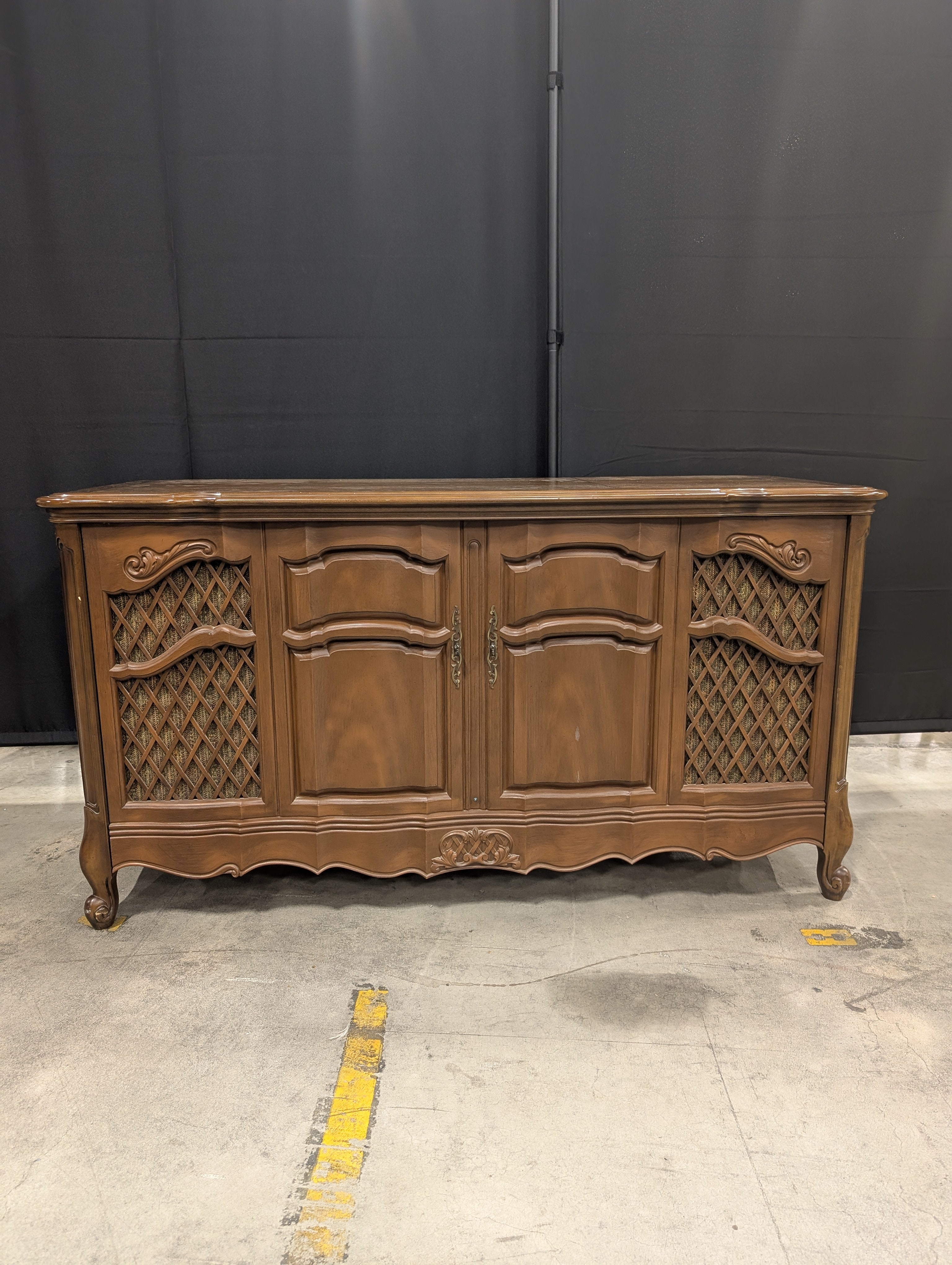 Vintage French Provincial Style Wood Console Cabinet