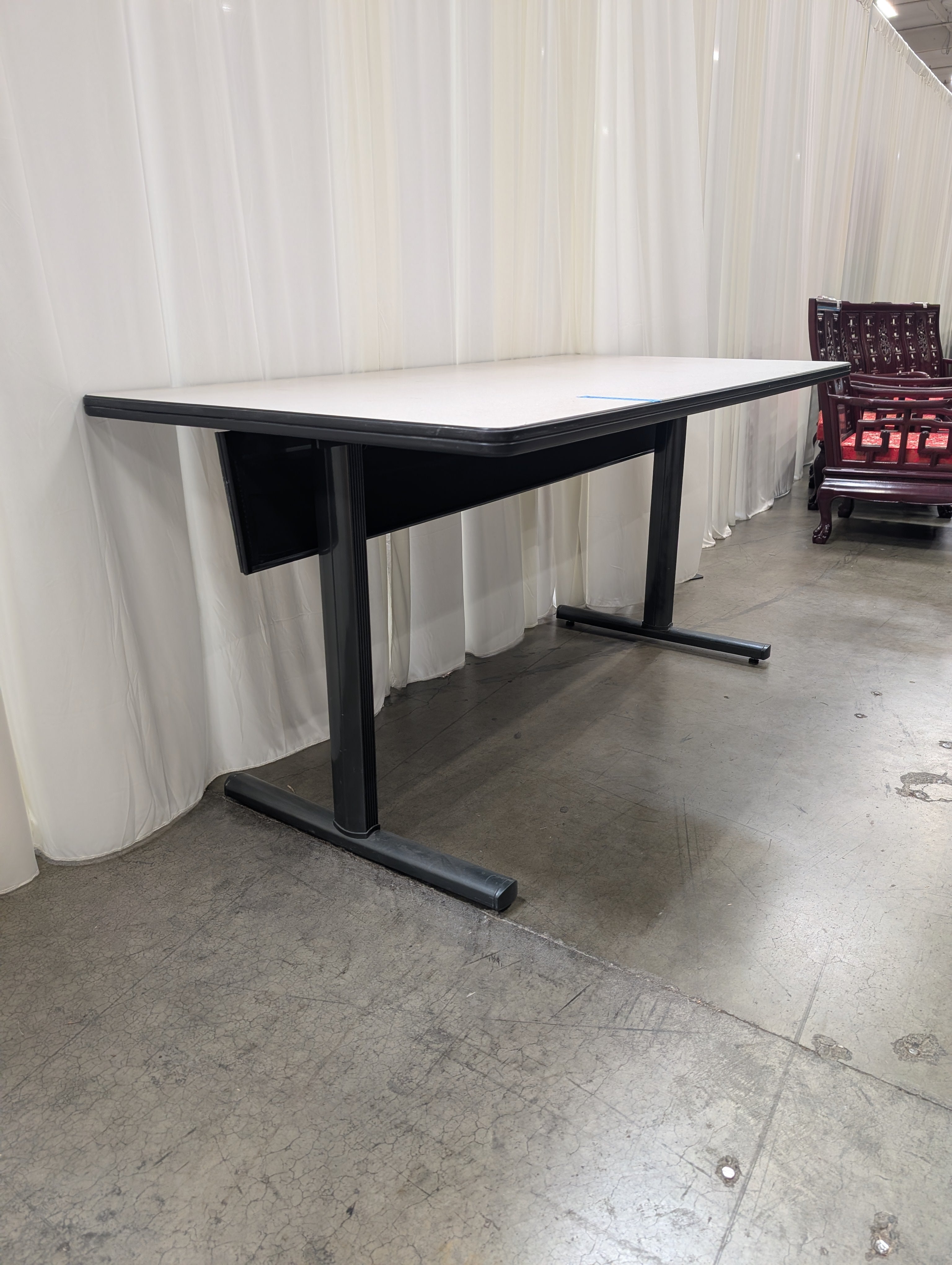 Light Beige Laminate Rectangular Table with Dark Edging