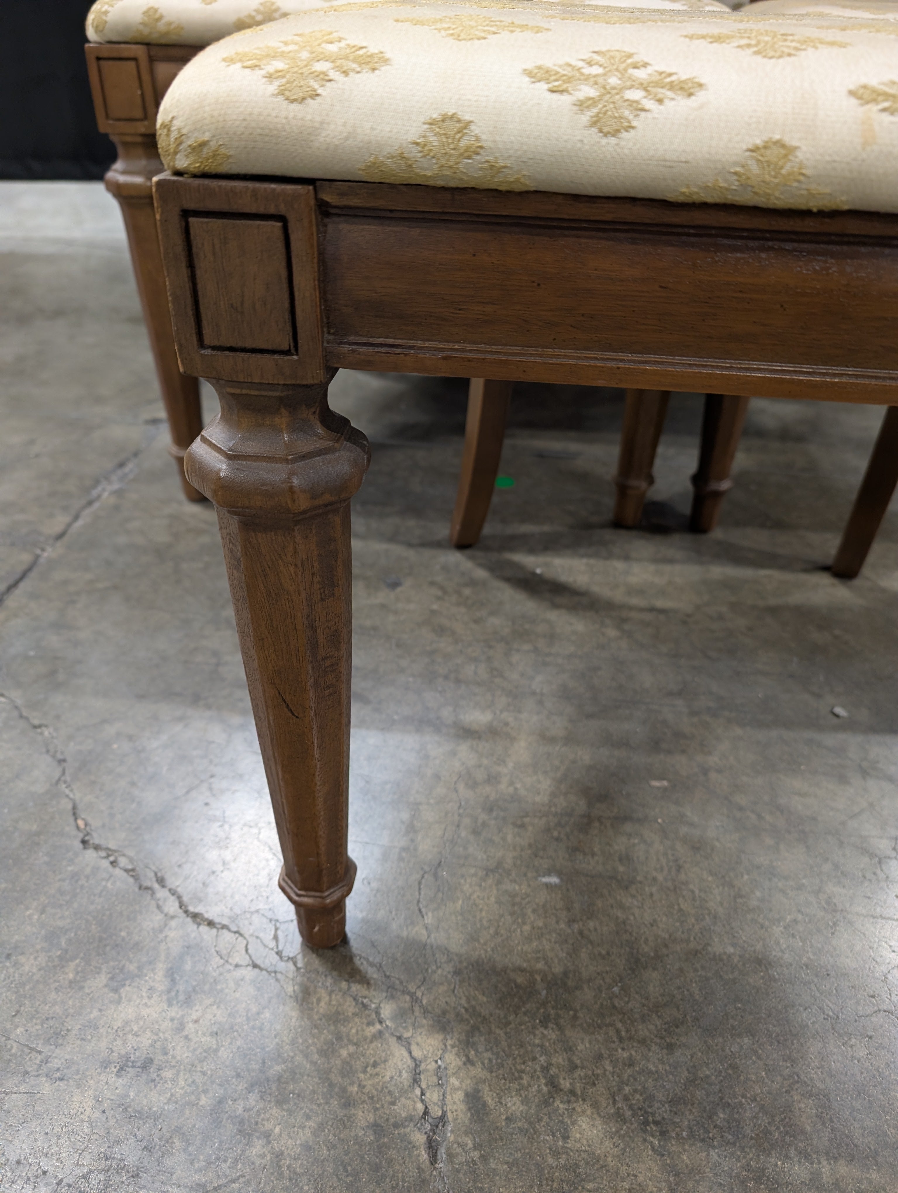 Set of Five Vintage Wood Cane Back Dining Chair with Upholstered Seat