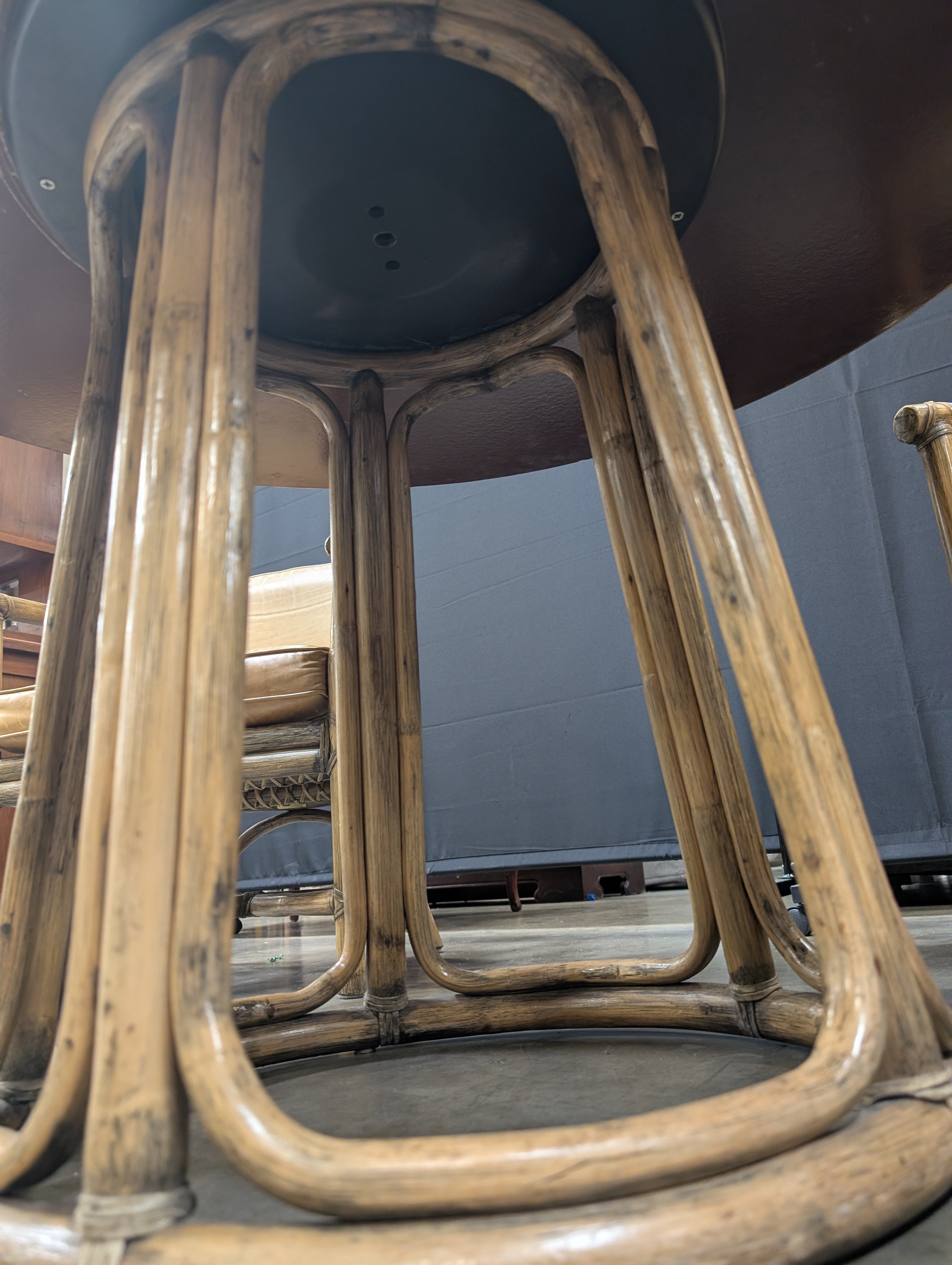 Vintage Bamboo Barrel Chairs and Marble dining table