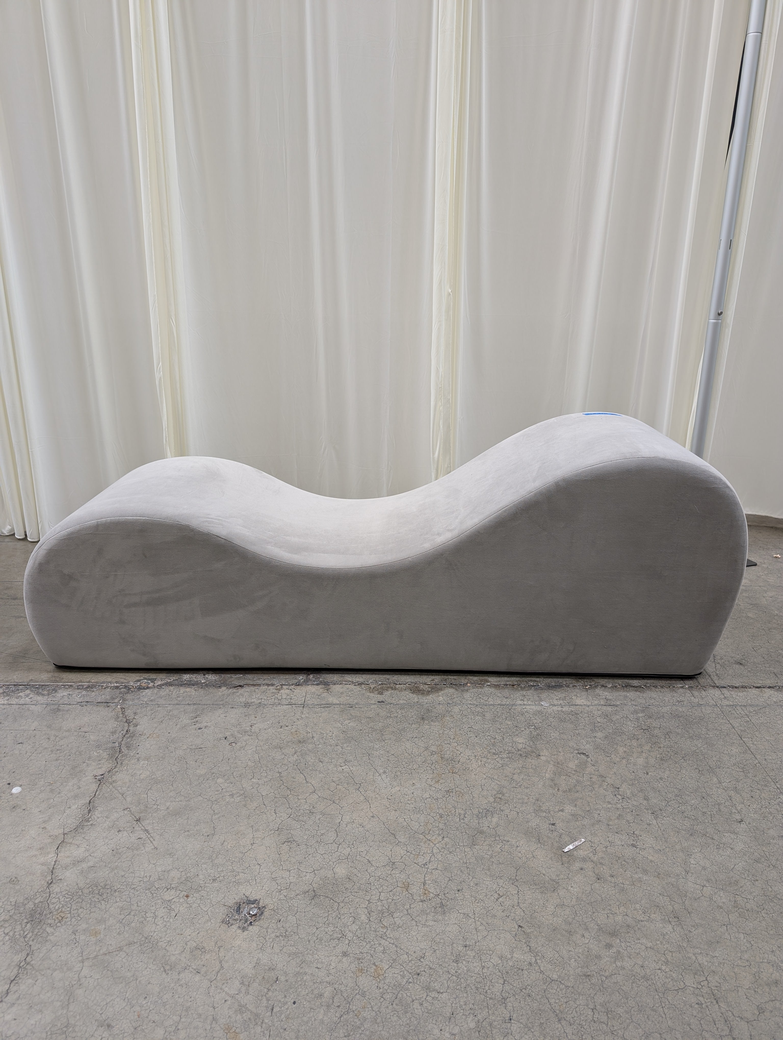 Light Beige Upholstered Curved Sofa