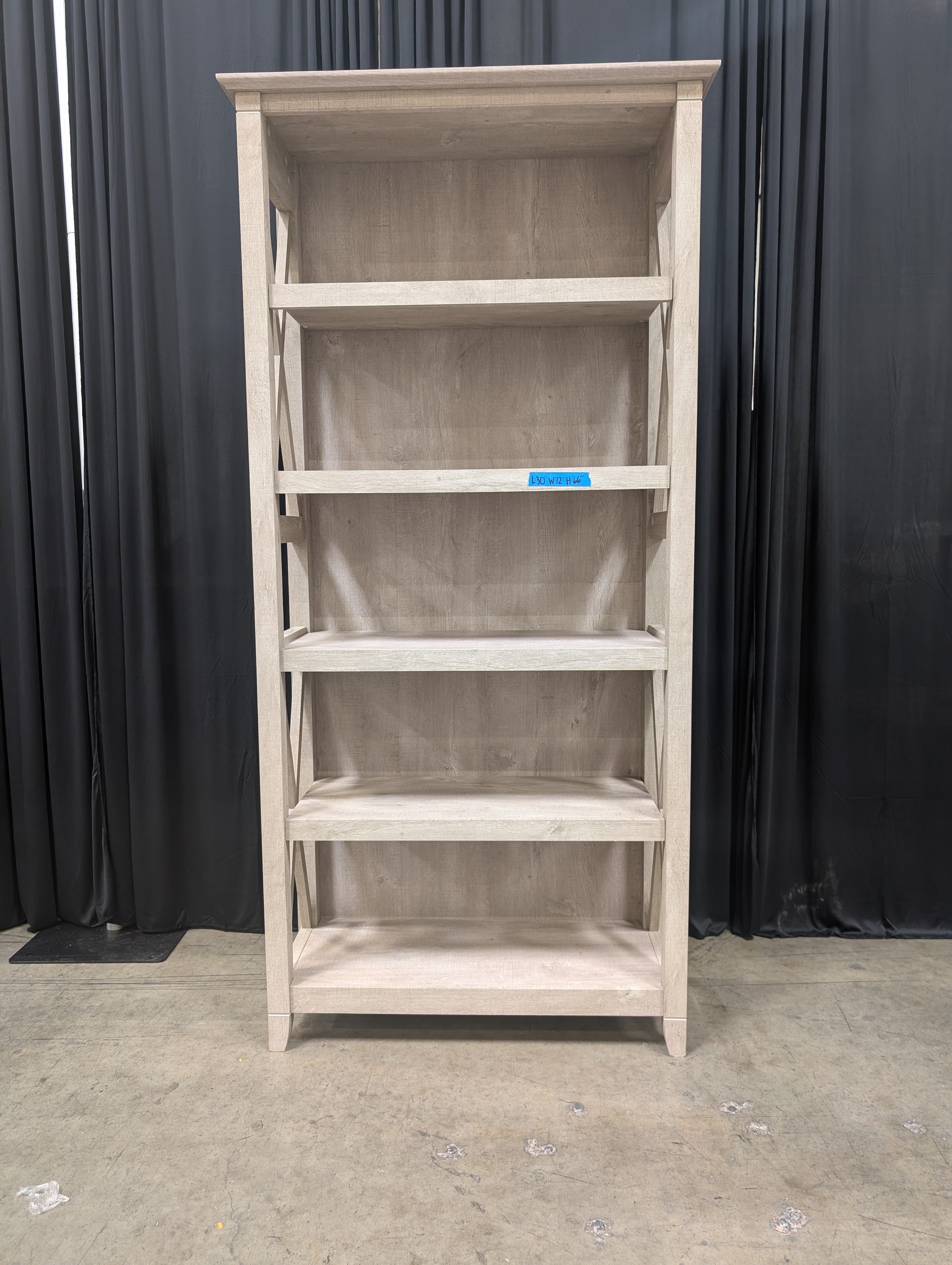 Rustic Gray Wood Five-Shelf Bookcase