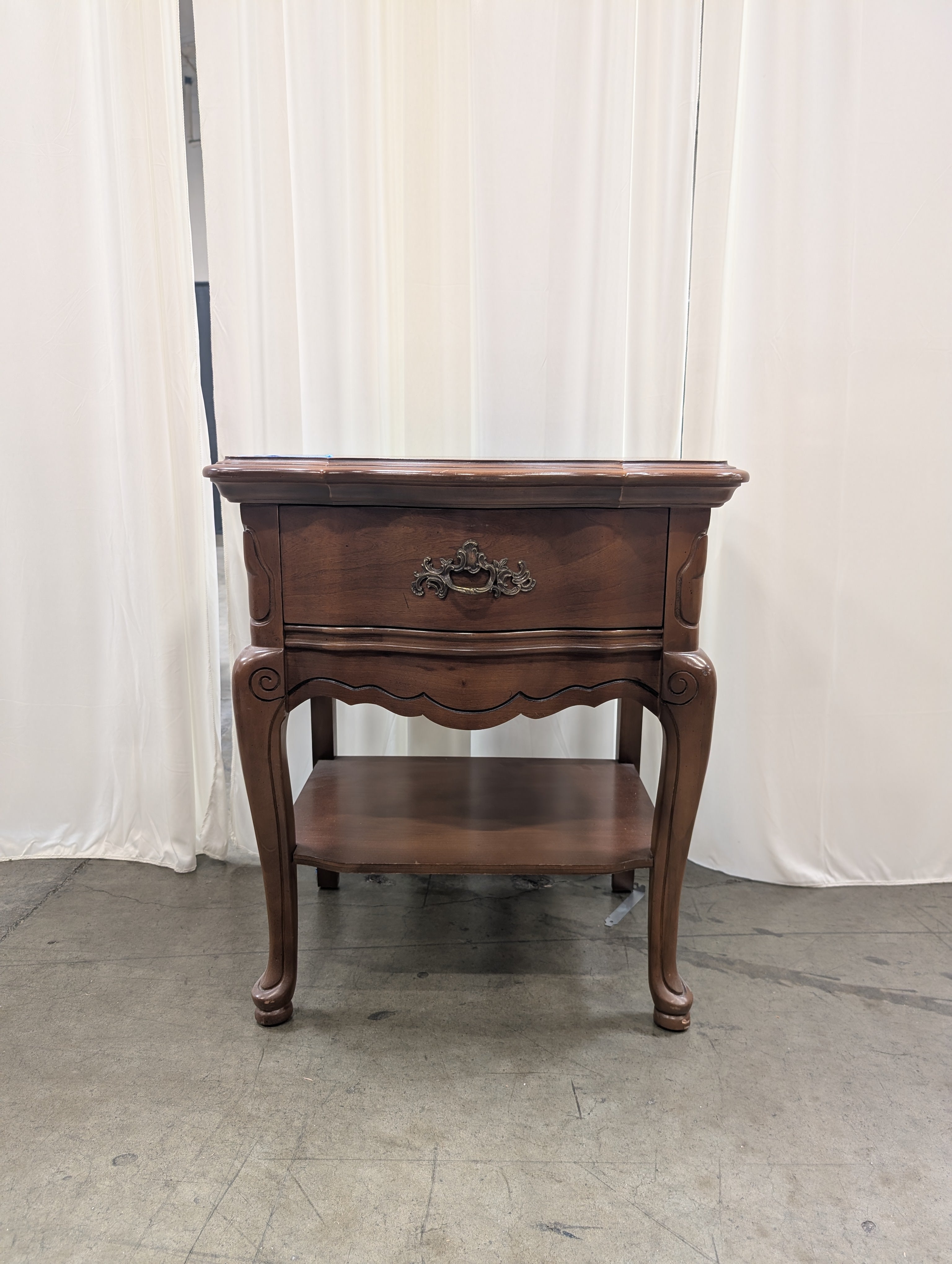 French Provincial One-Drawer Nightstand in Wood