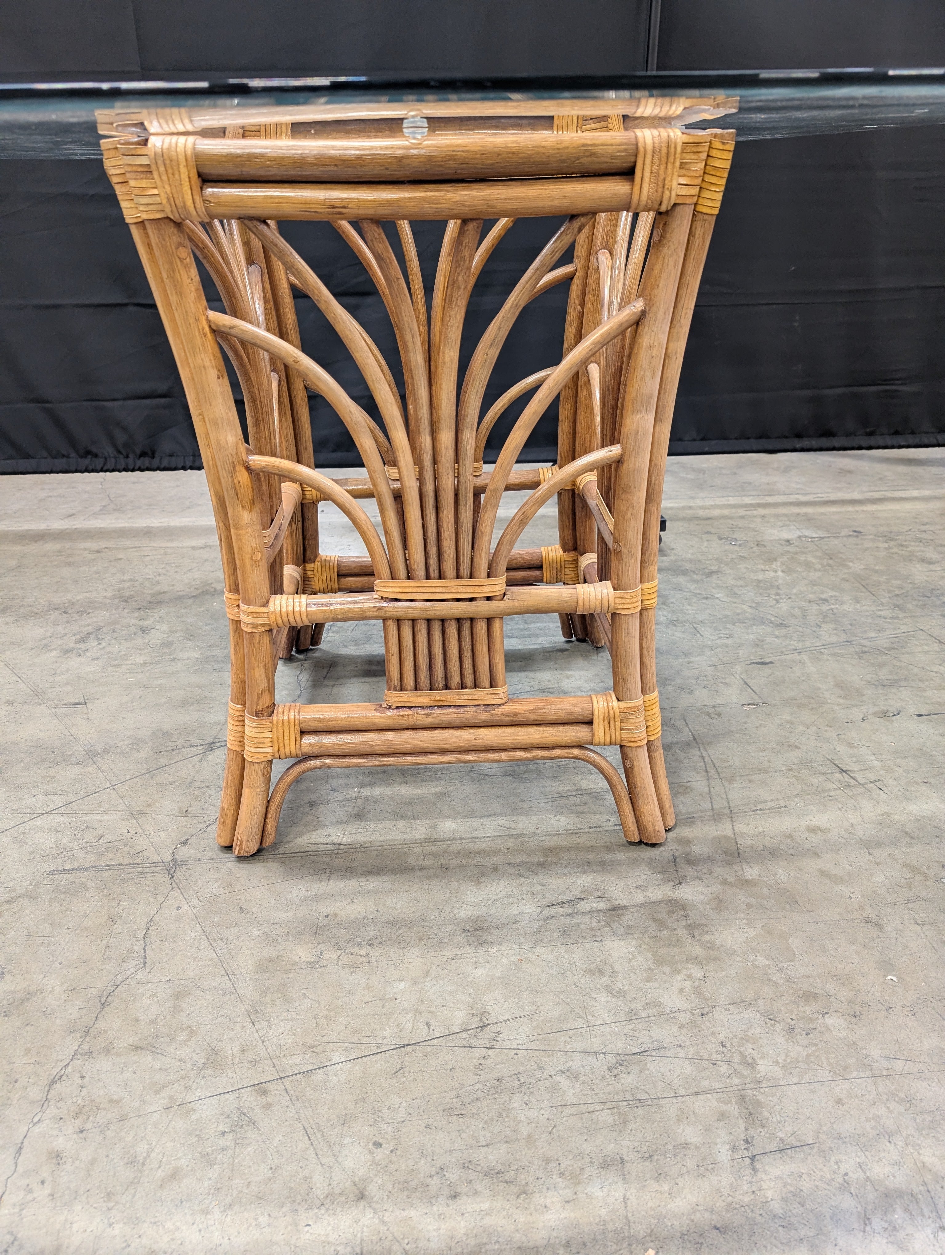 Rattan Base Glass Top Dining Table