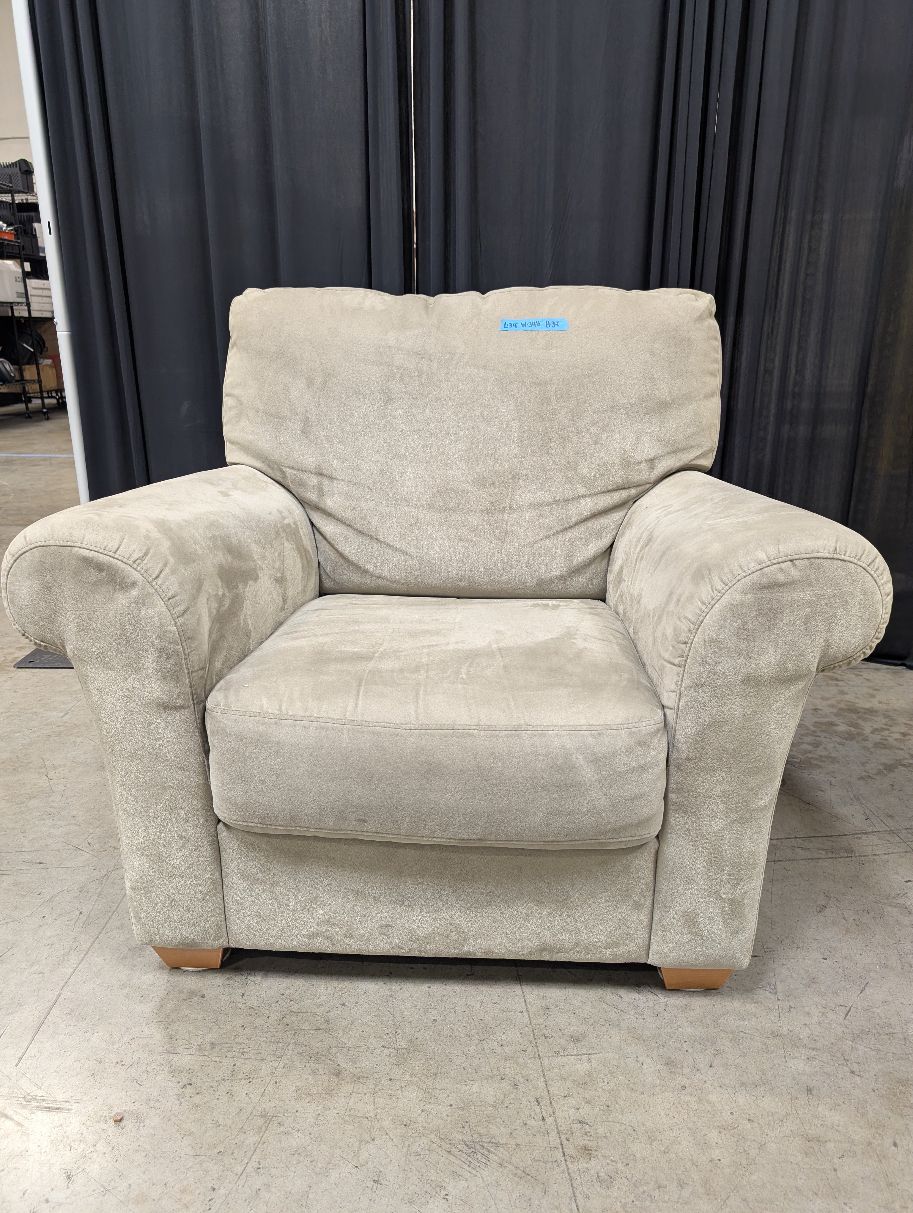 Grey Microfiber Rolled Arm Armchair