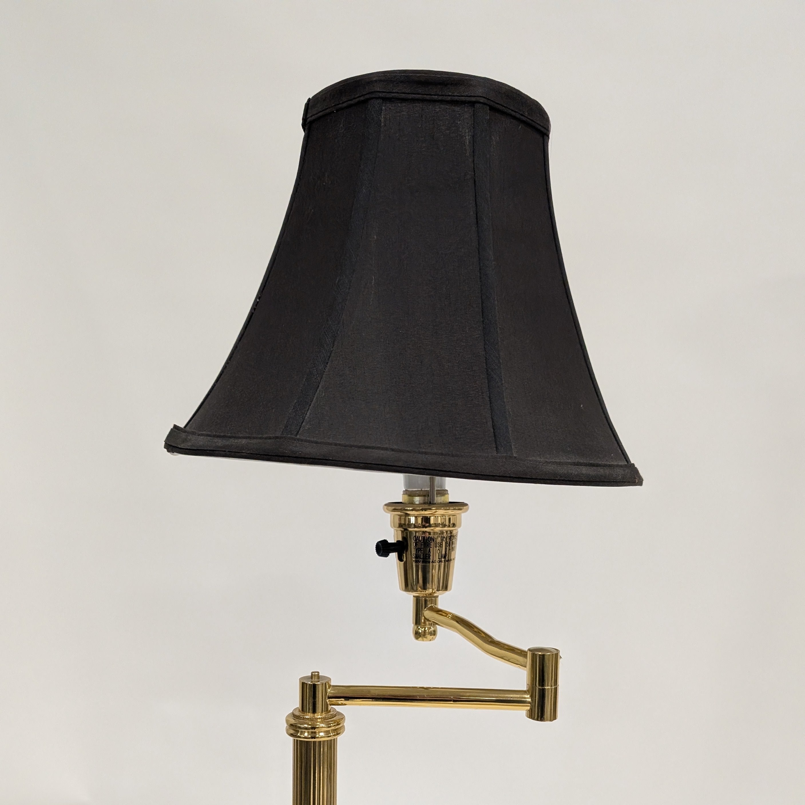 Vintage Style Brass Swing Arm Floor Lamp with Dark Shade