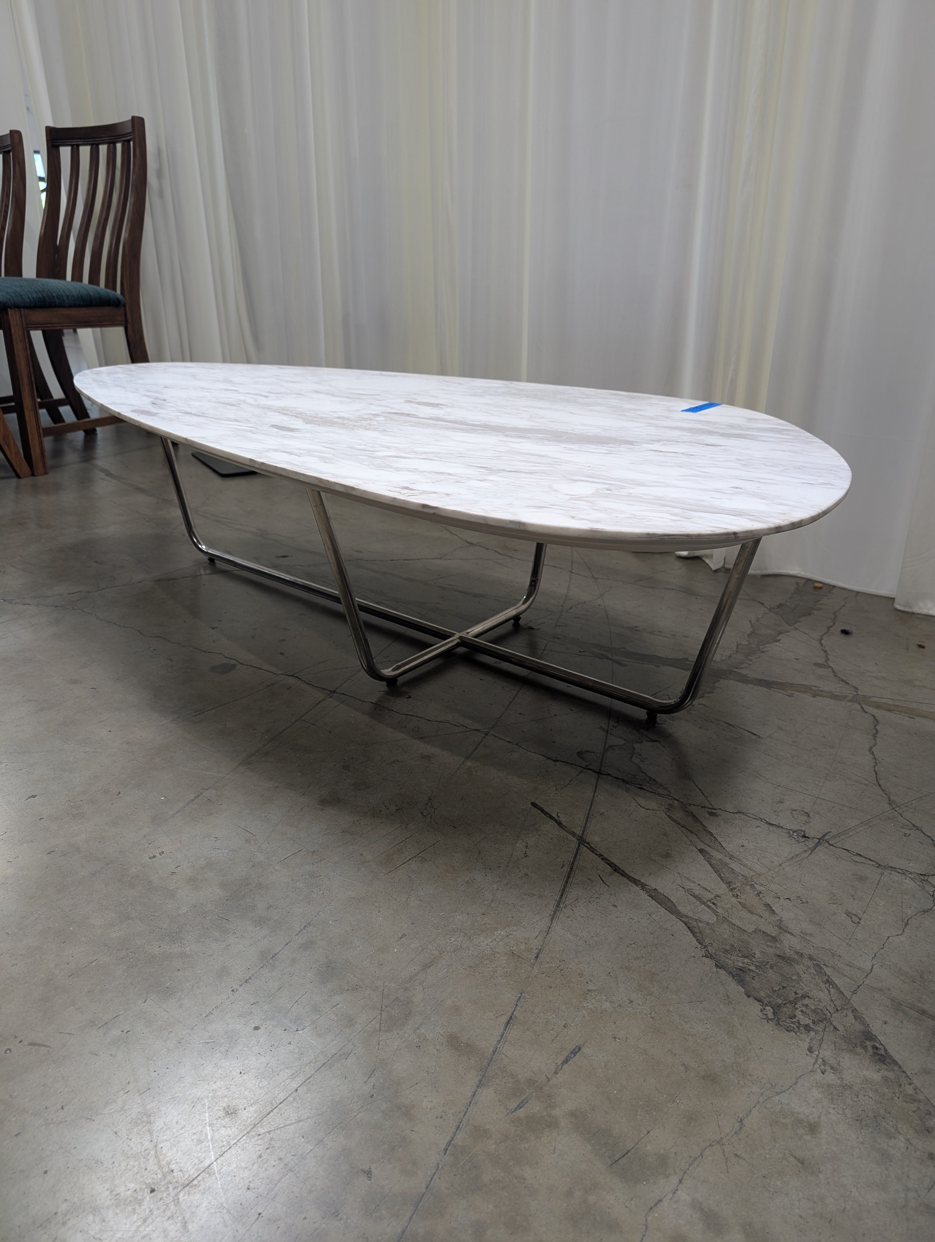 Organic Shape Coffee Table with Faux Marble Top