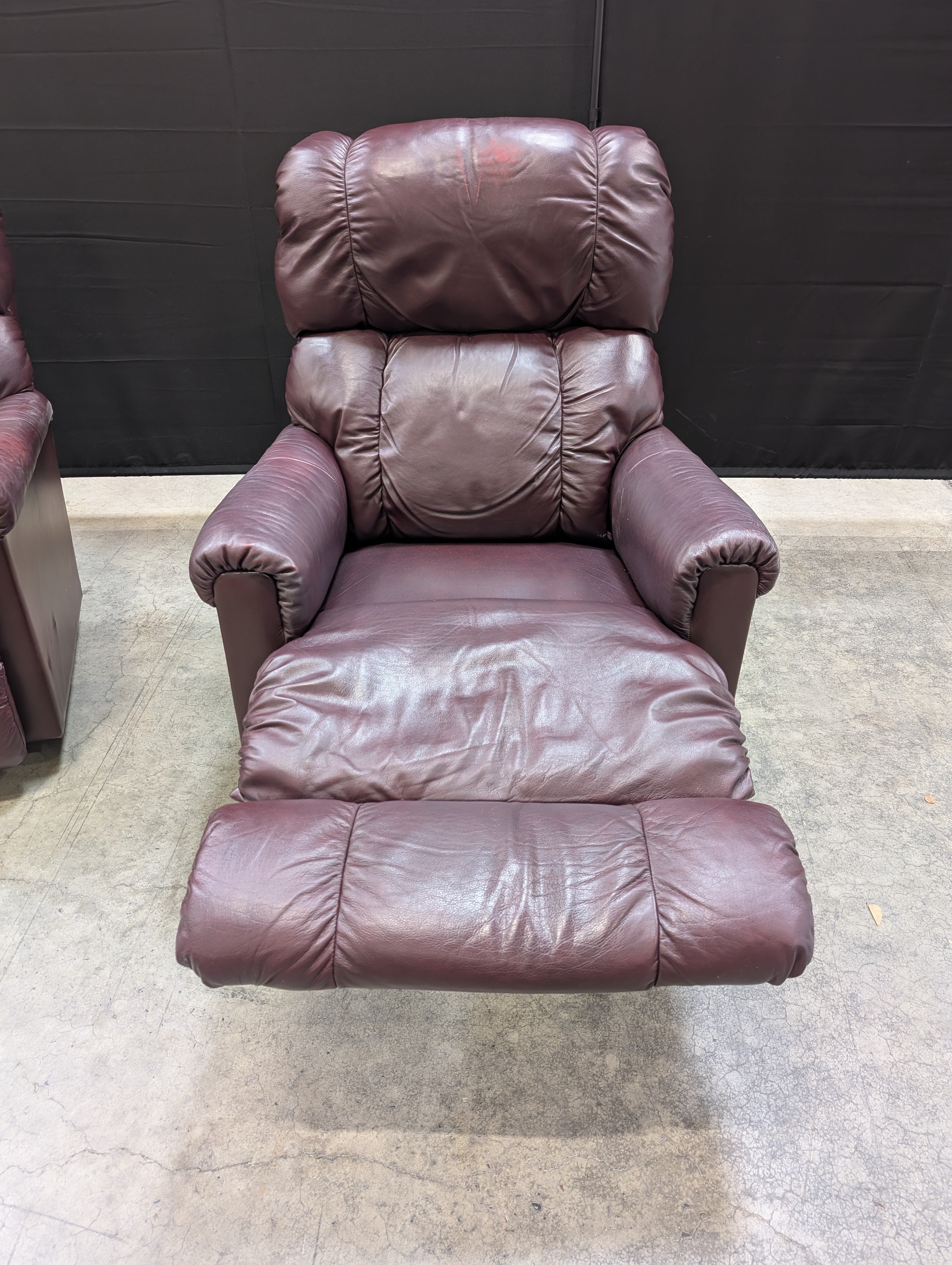 Burgundy Leather LaZboy Reclining Armchair