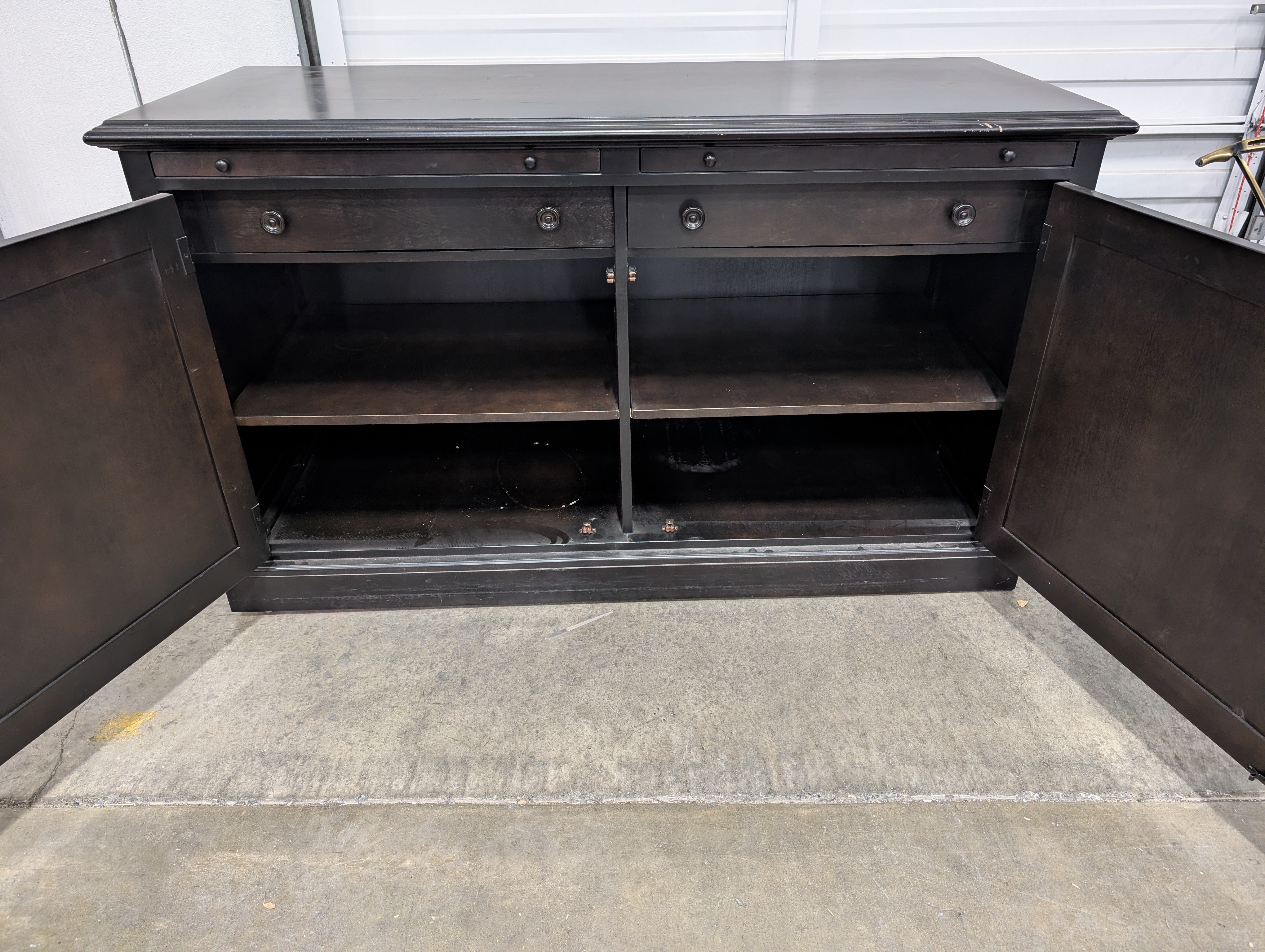 Versatile Dark Wood Drexel Storage Cabinet with Double Doors