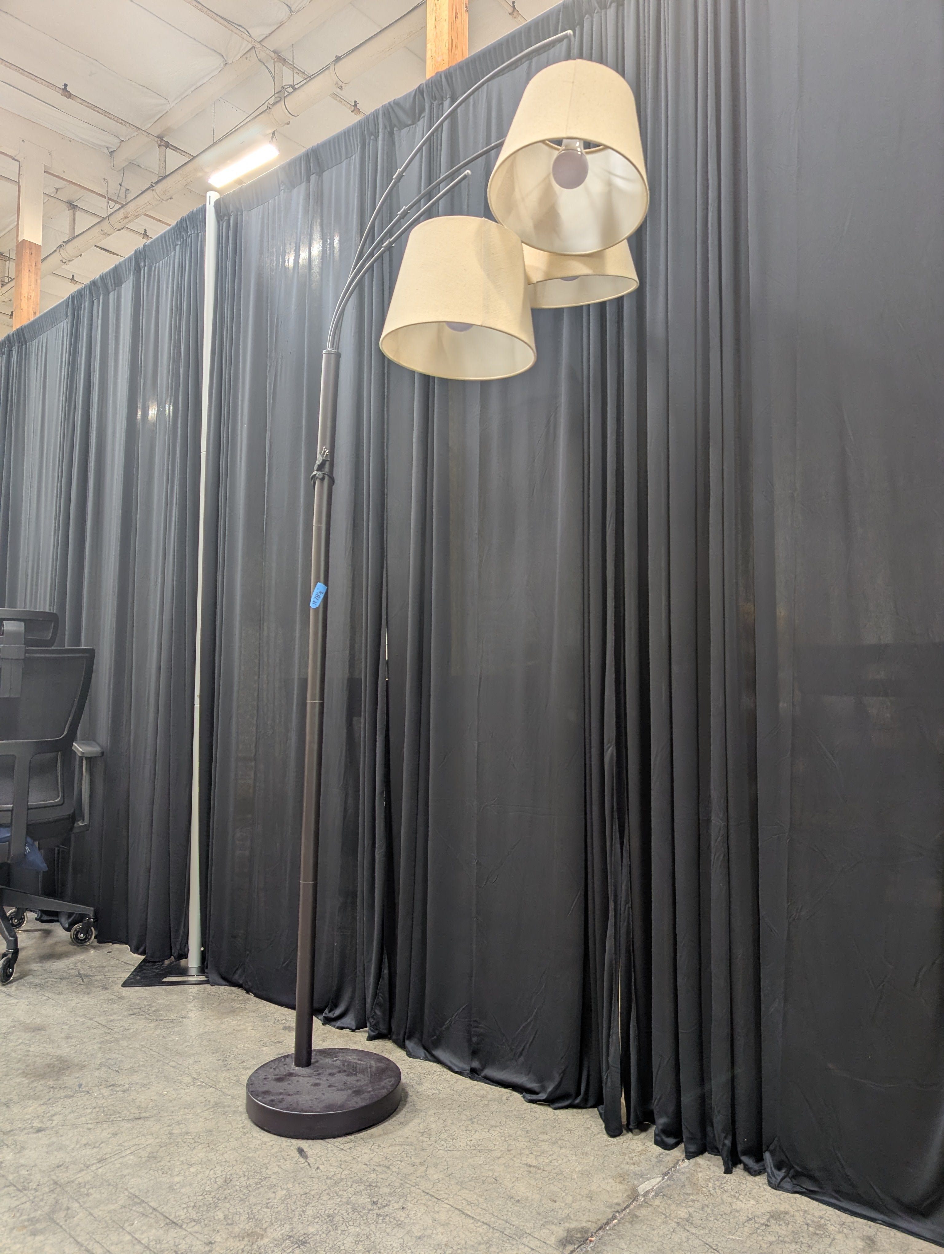 Three-Light Arc Floor Lamp with Fabric Shades
