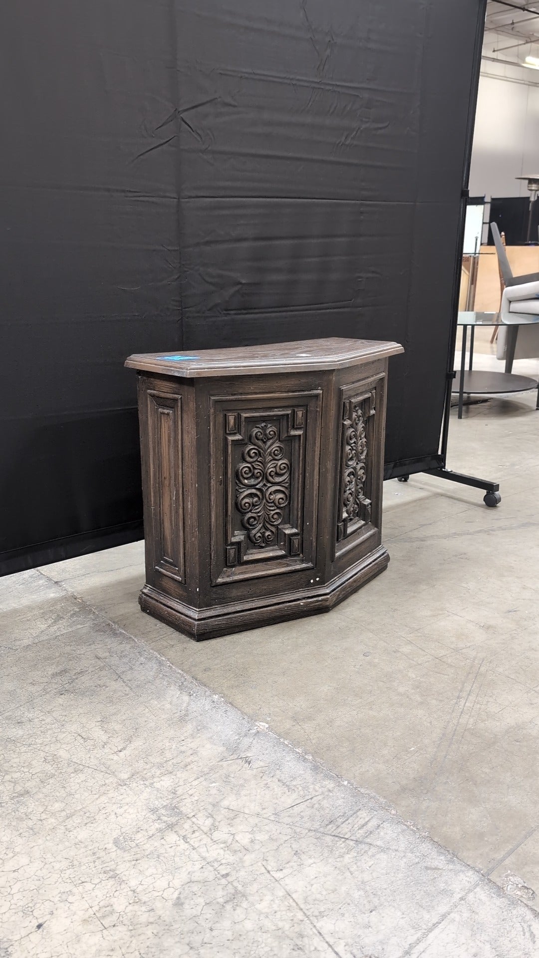 Ornate Dark Wood Carved Accent Table