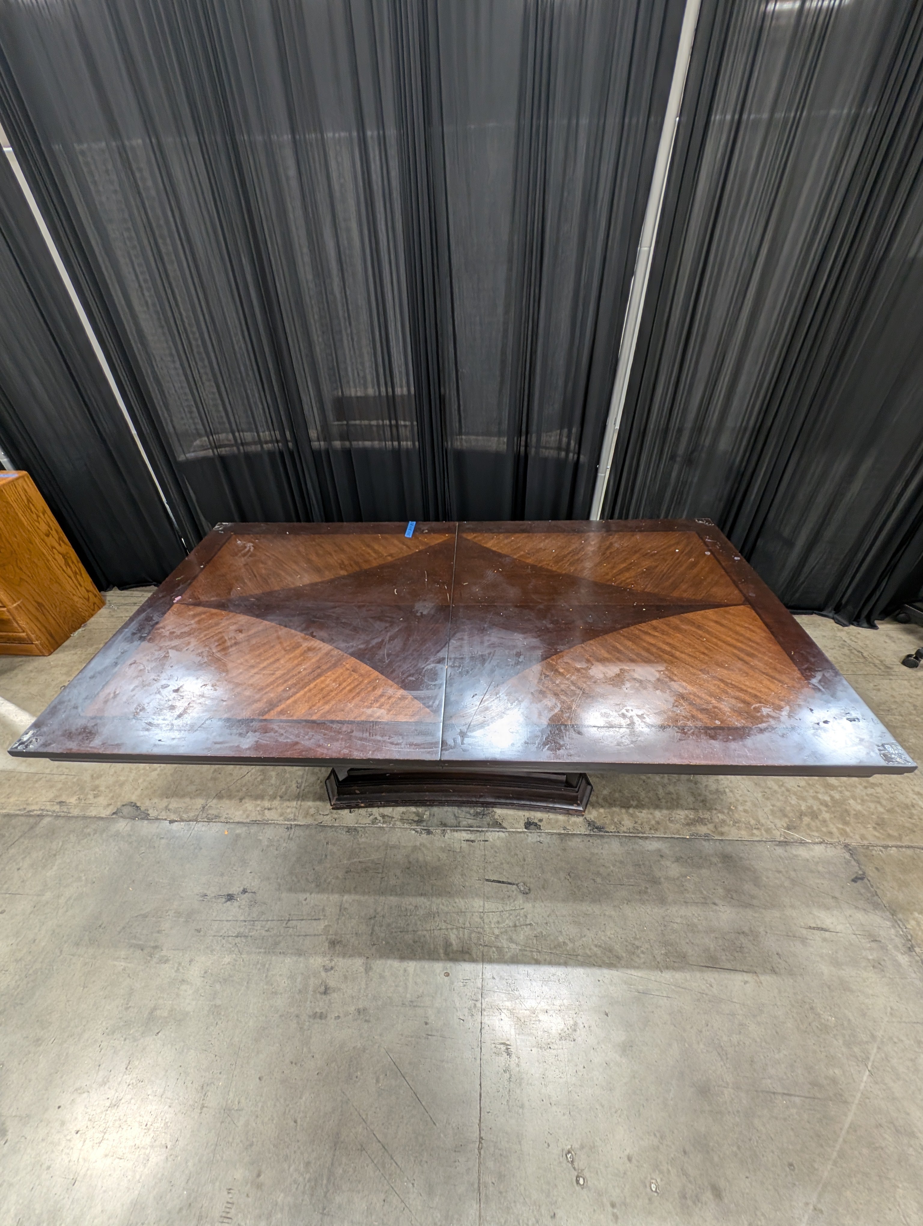Espresso Finish Wood Dining Table with Unique Base