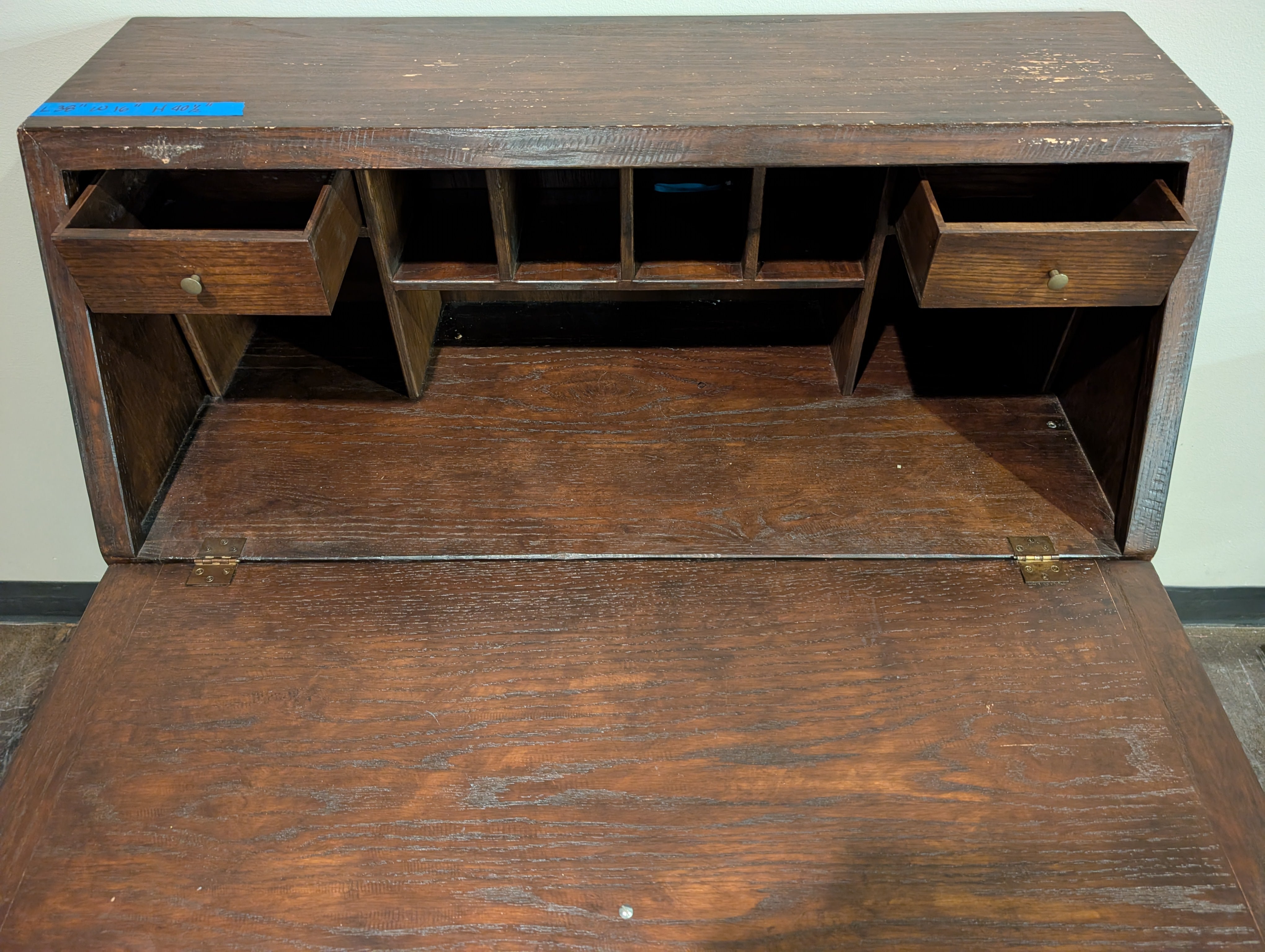 Classic Wooden Secretary Desk with Drop-Front and Storage Cabinet