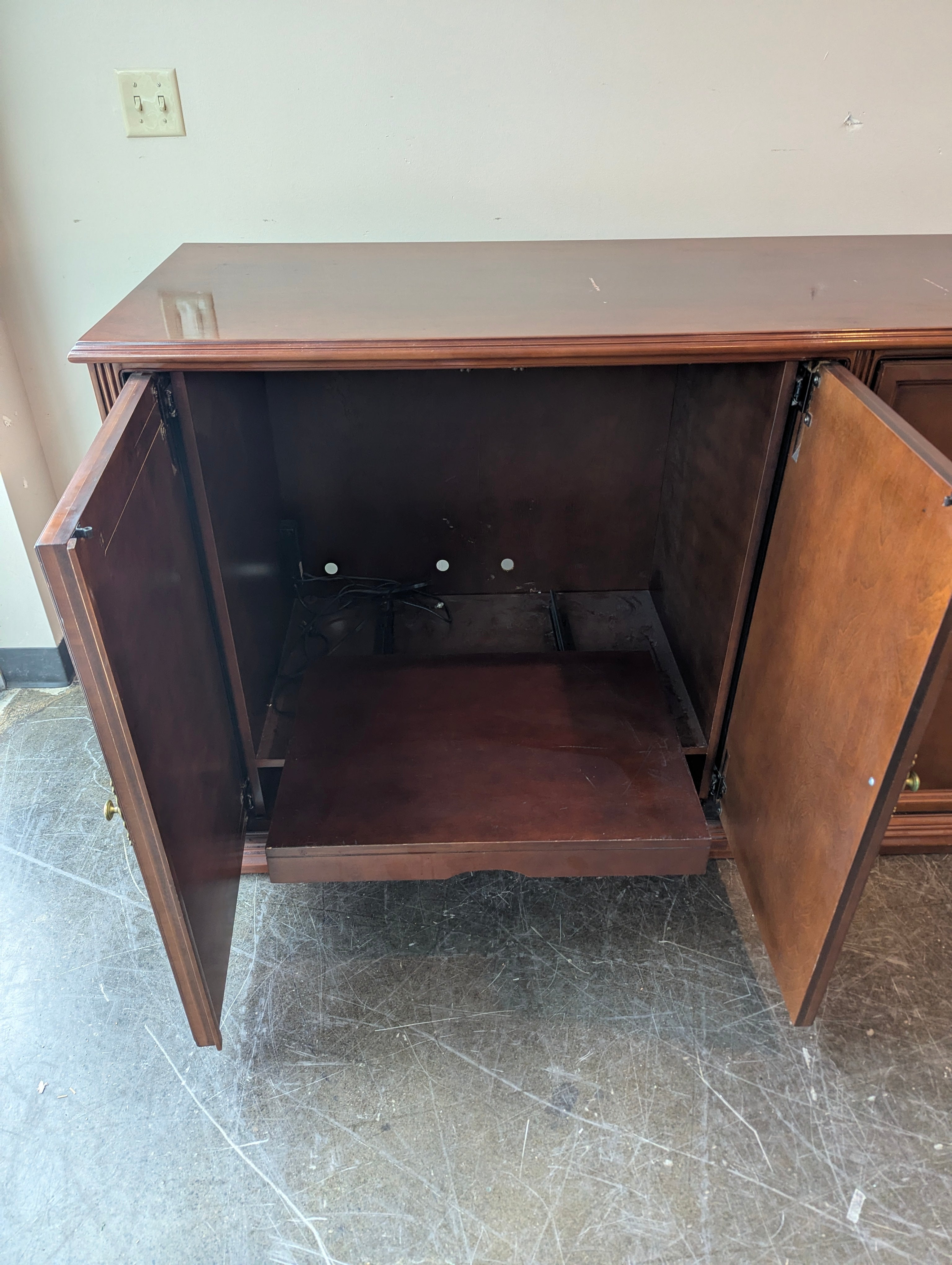 Grandwood Inc. Dark Wood Three-Door Sideboard Cabinet