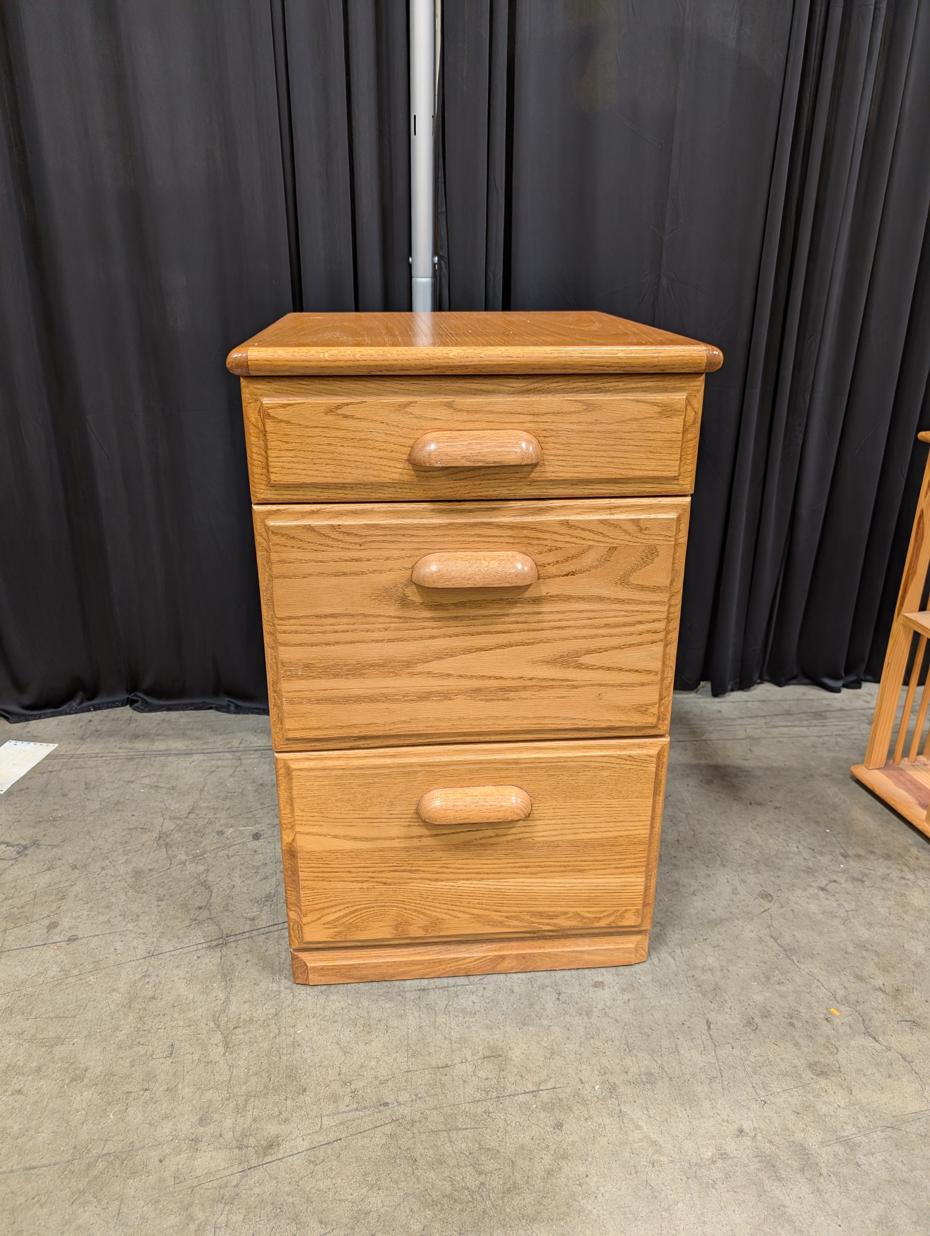 Three-Drawer Wooden File Cabinet in Honey Oak