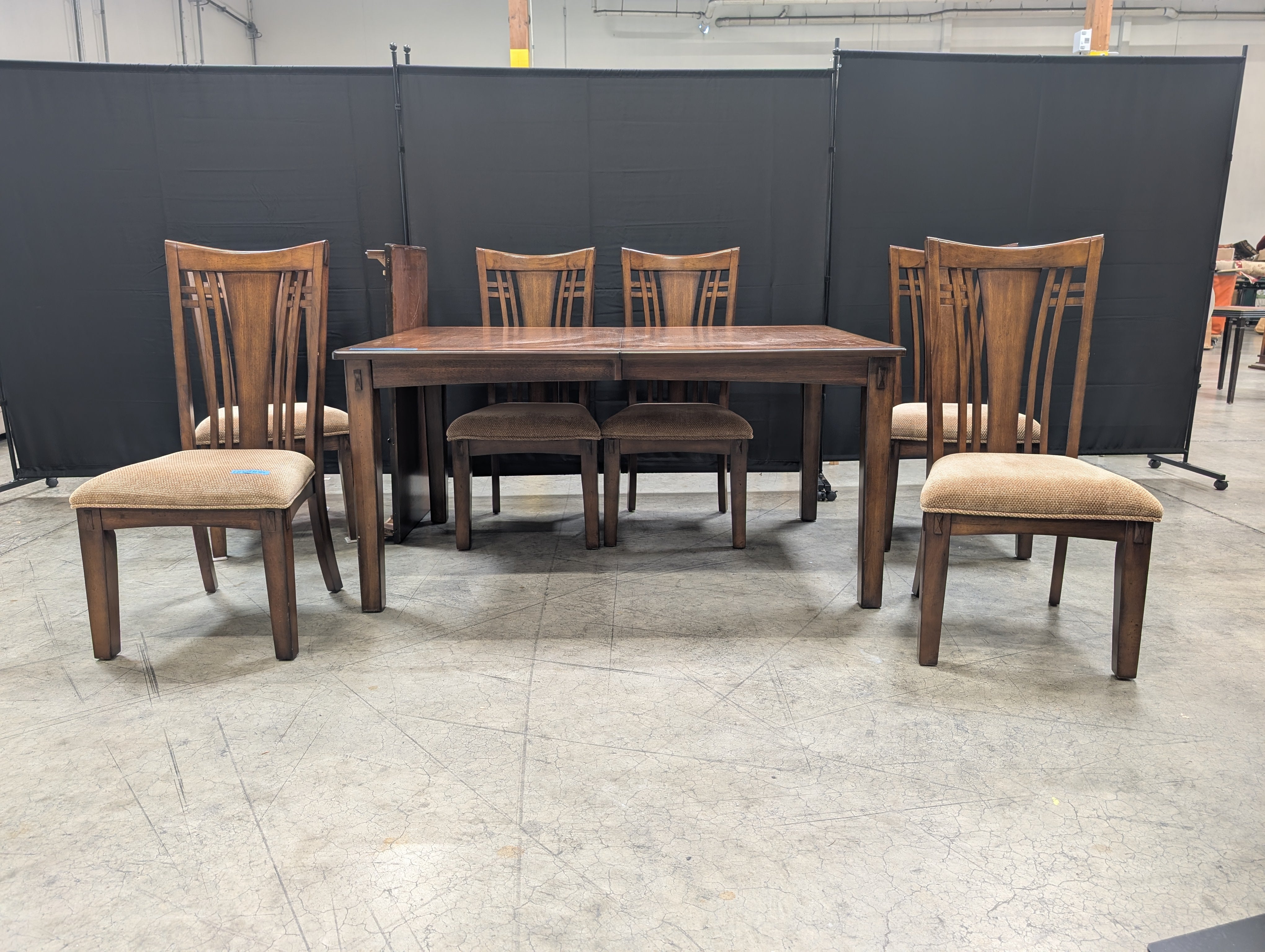 Rectangular Wood Dining Table and Six Chairs in Dark Stain Dining Set