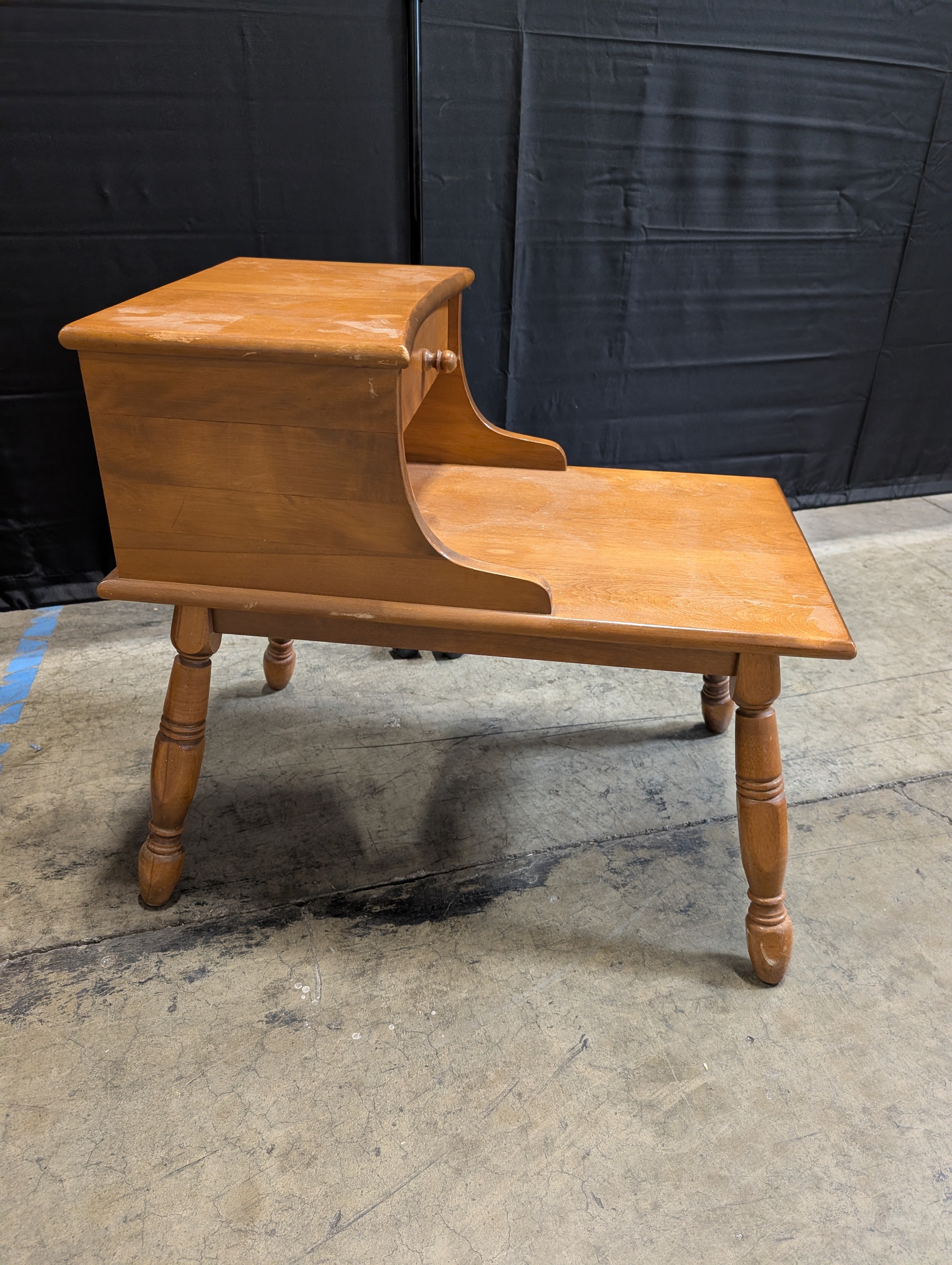 Honey-Toned Wood End Table with Drawer and Shelf