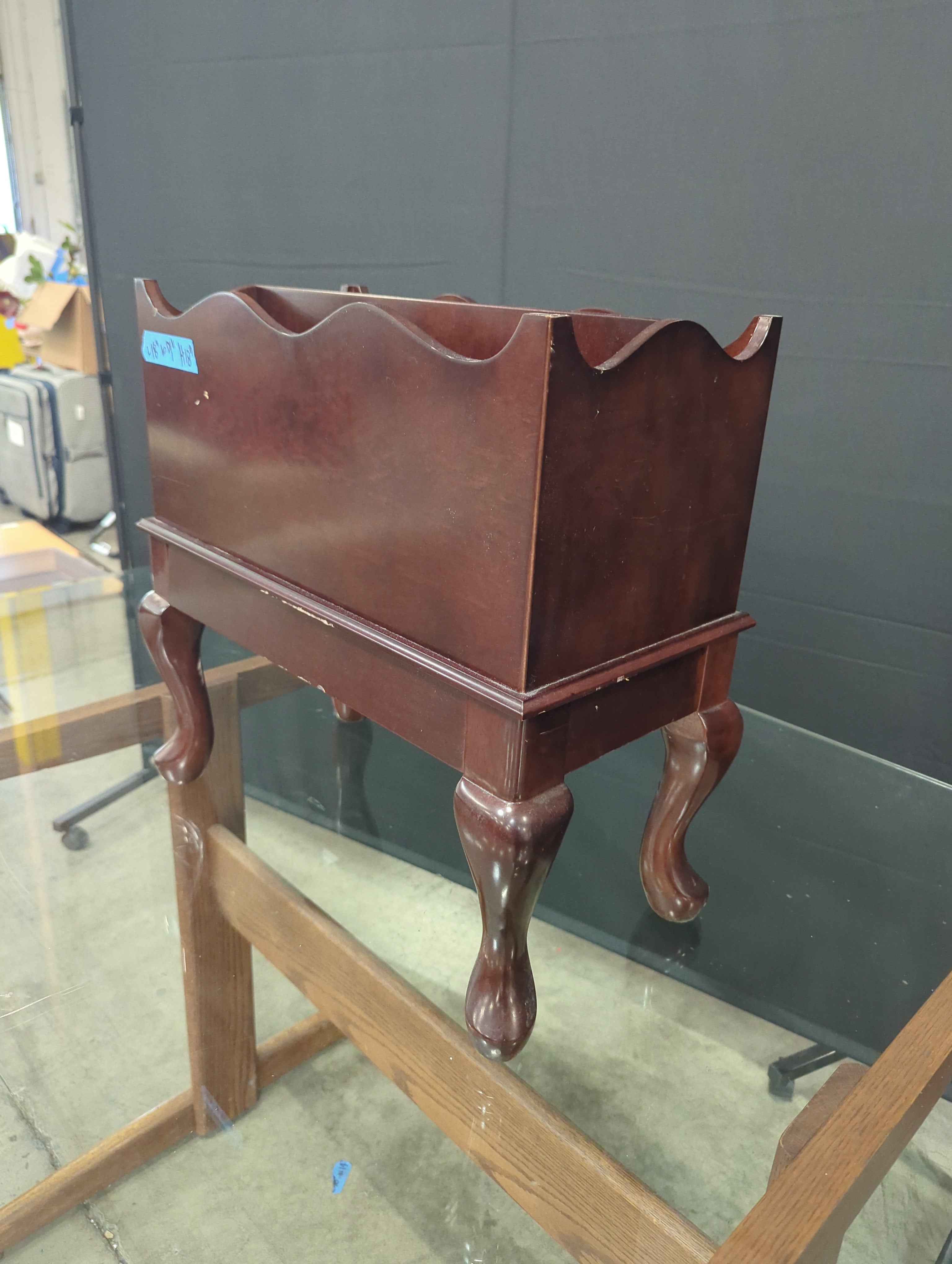 Traditional Dark Wood Divided Magazine Rack