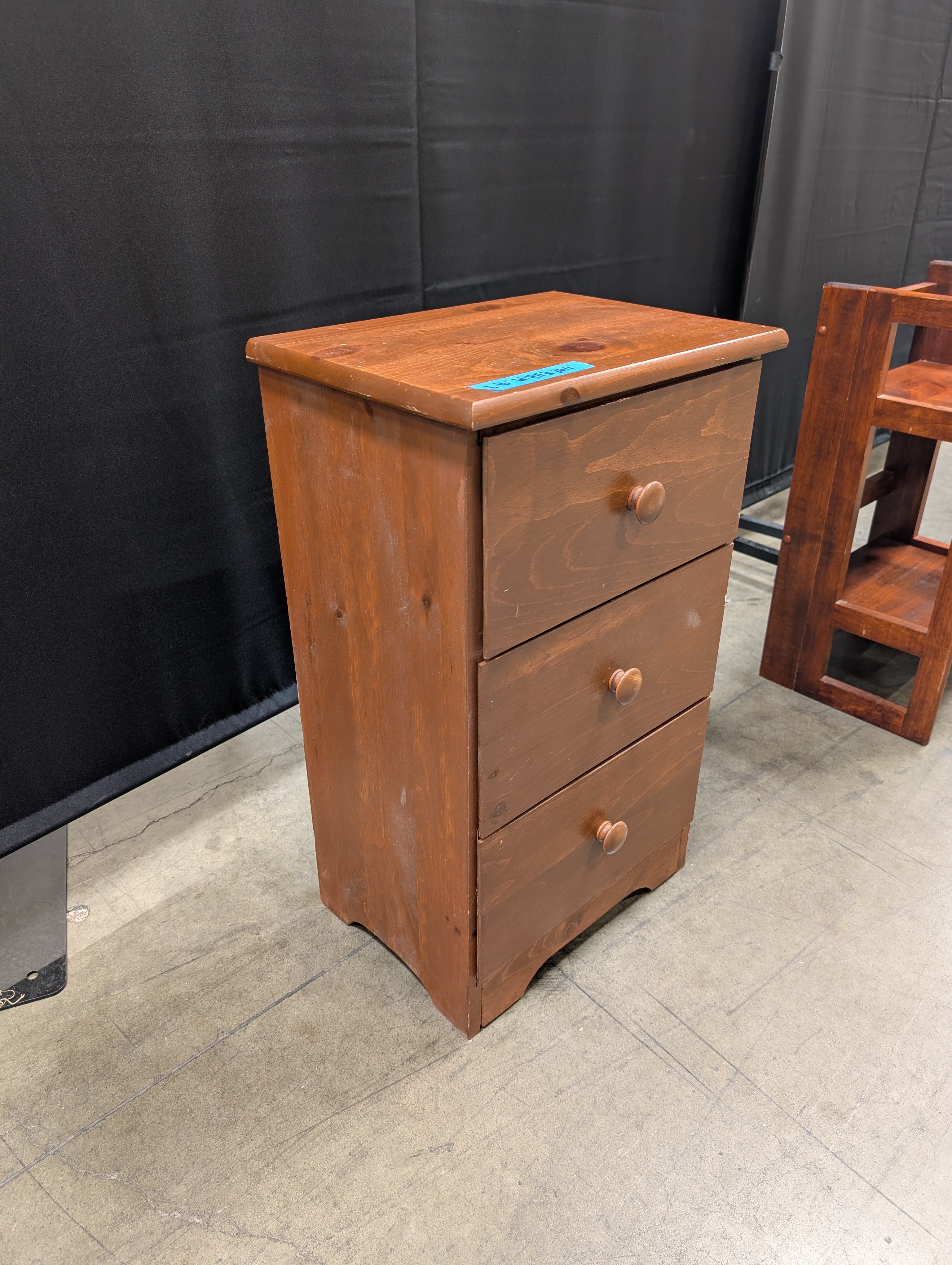 Three-Drawer Wood Nightstand with Round Knobs