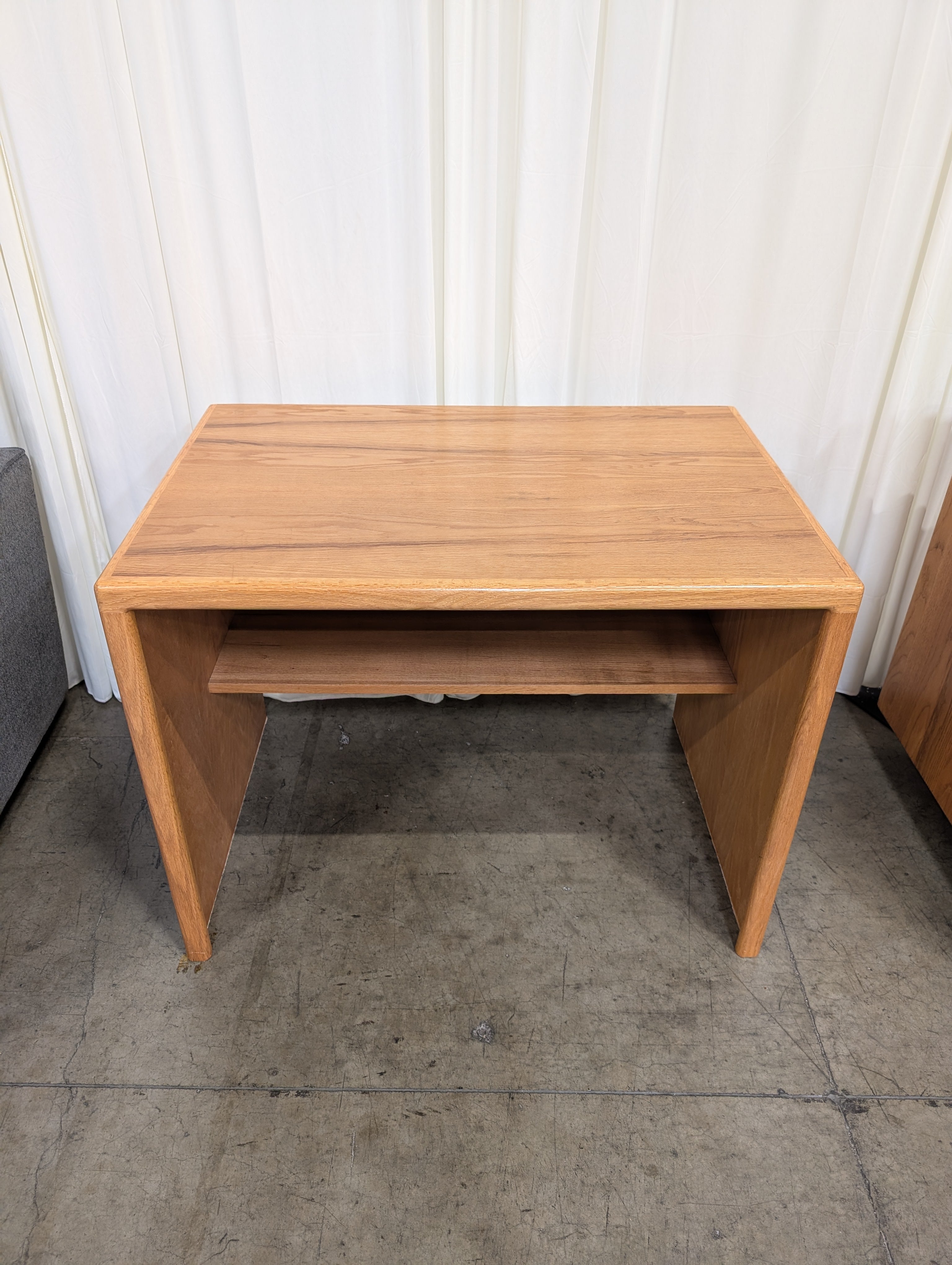 Natural Wood Desk with Storage Shelf
