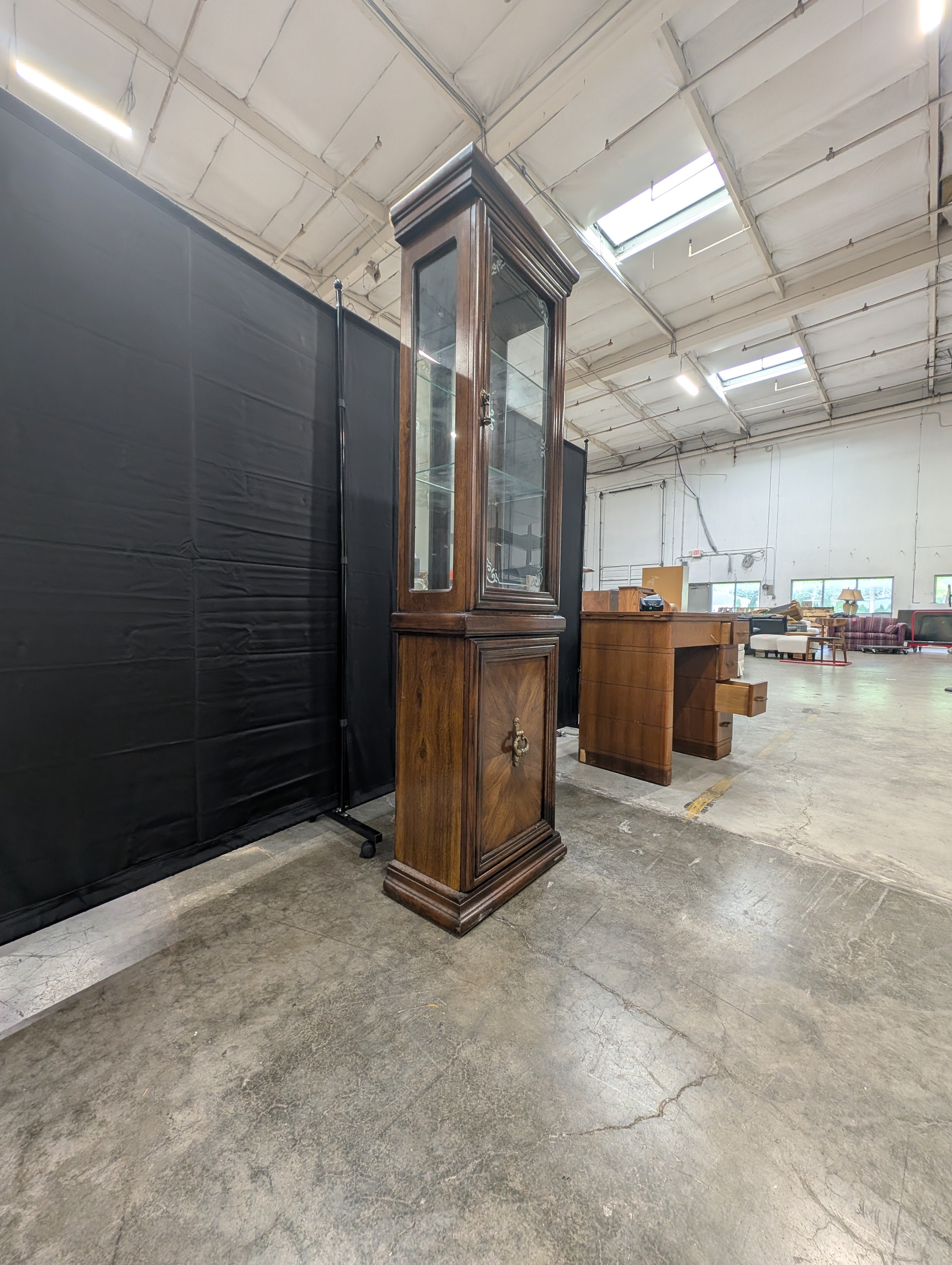 Traditional Hardwood and Glass Curio Display Cabinet