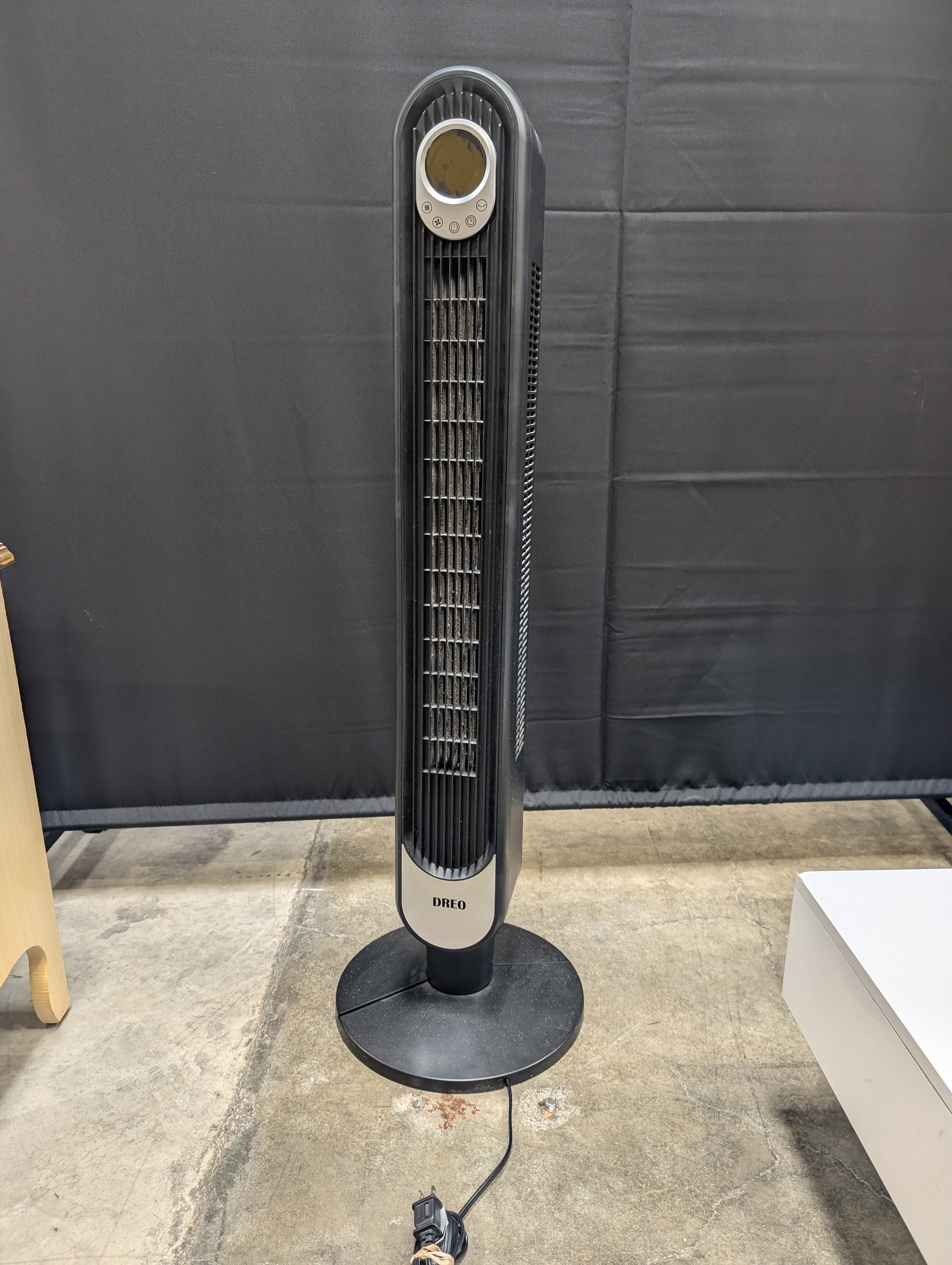 DREO Oscillating Black Tower Fan with Digital Controls