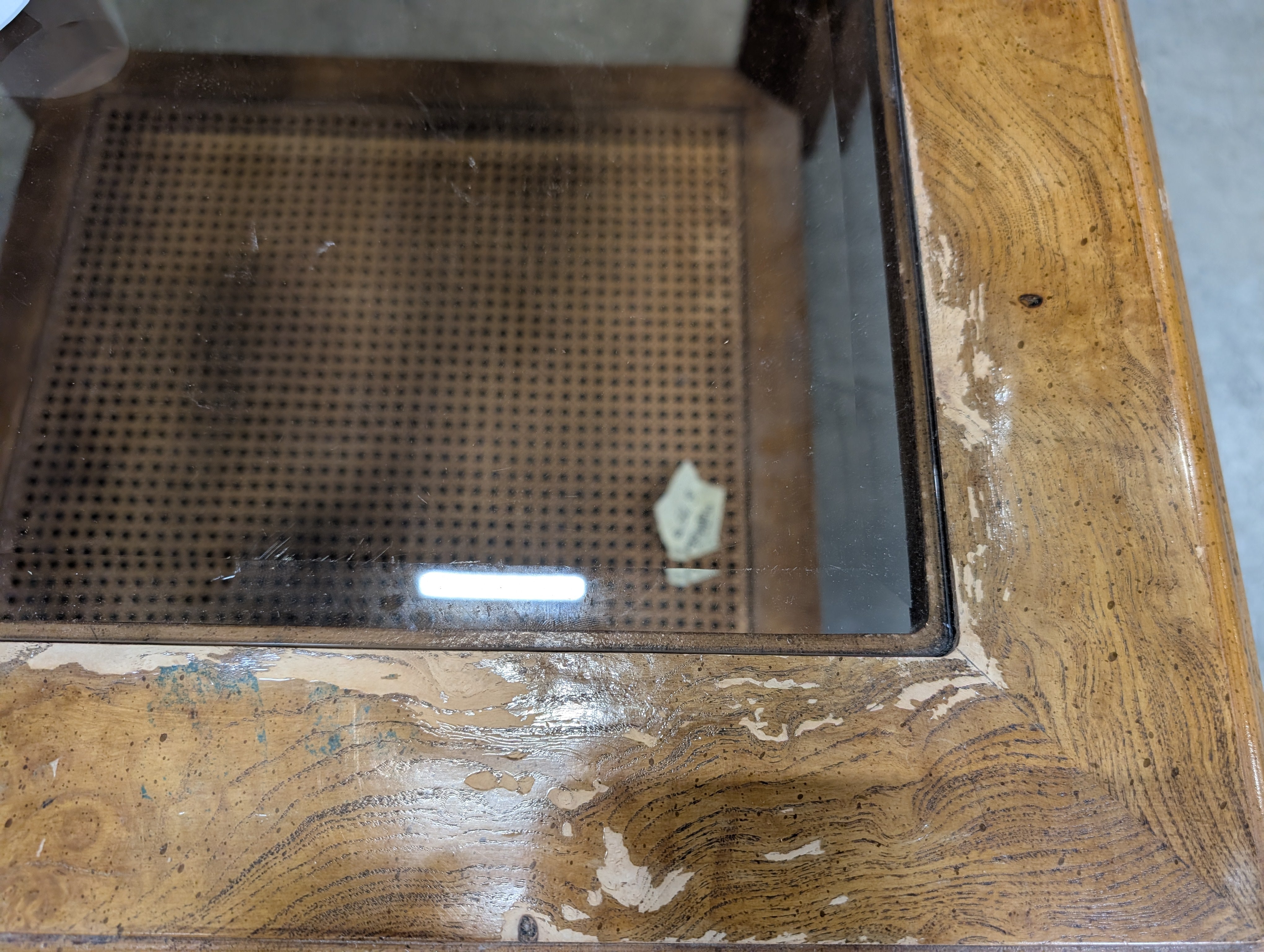 Vintage Style Wood and Glass Square Accent Table