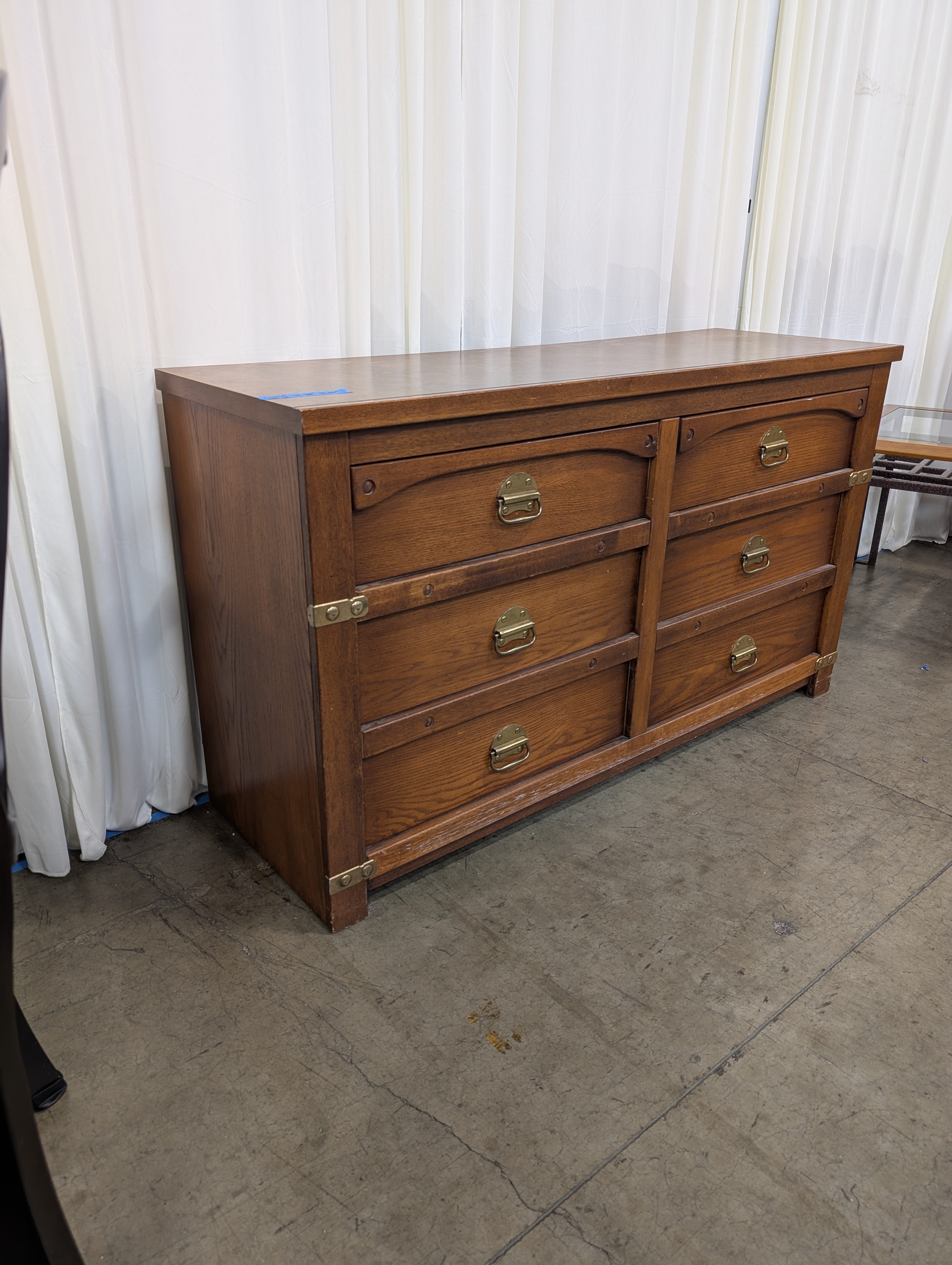 Windjammer Dark Wood Dresser with Brass Pulls