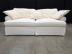 Damask Pattern Off-White Fabric Sofa