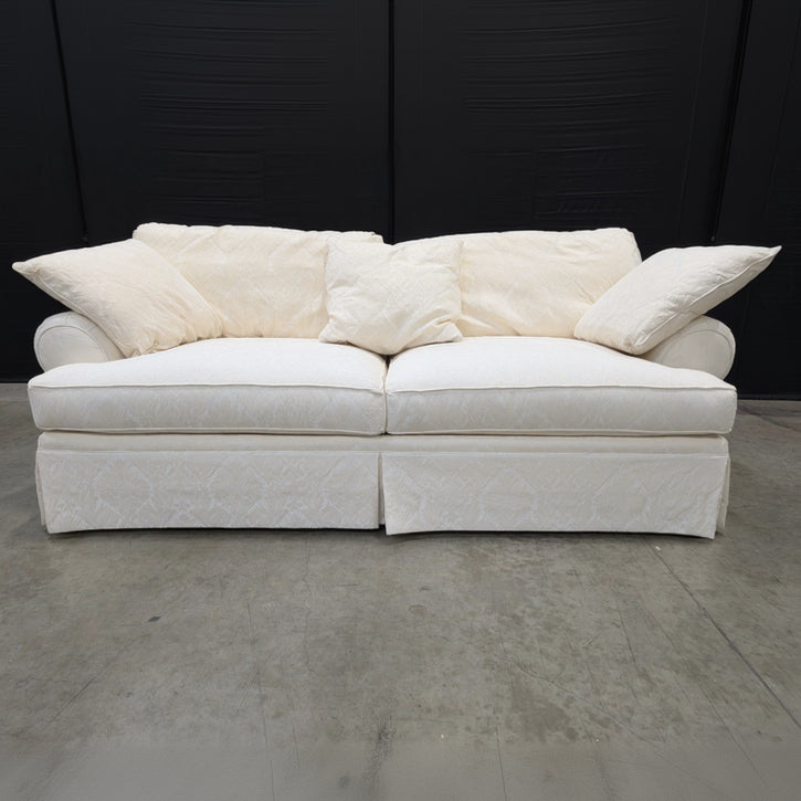 Damask Pattern Off-White Fabric Sofa