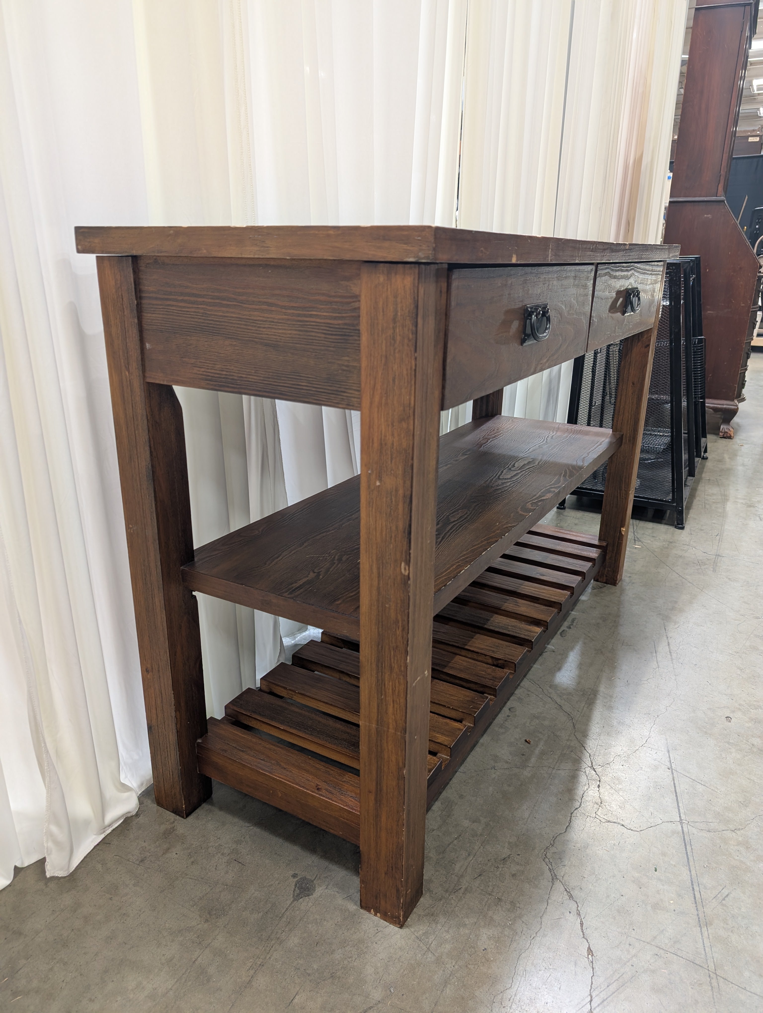 Rustic Brown Wood Console Table with Drawers