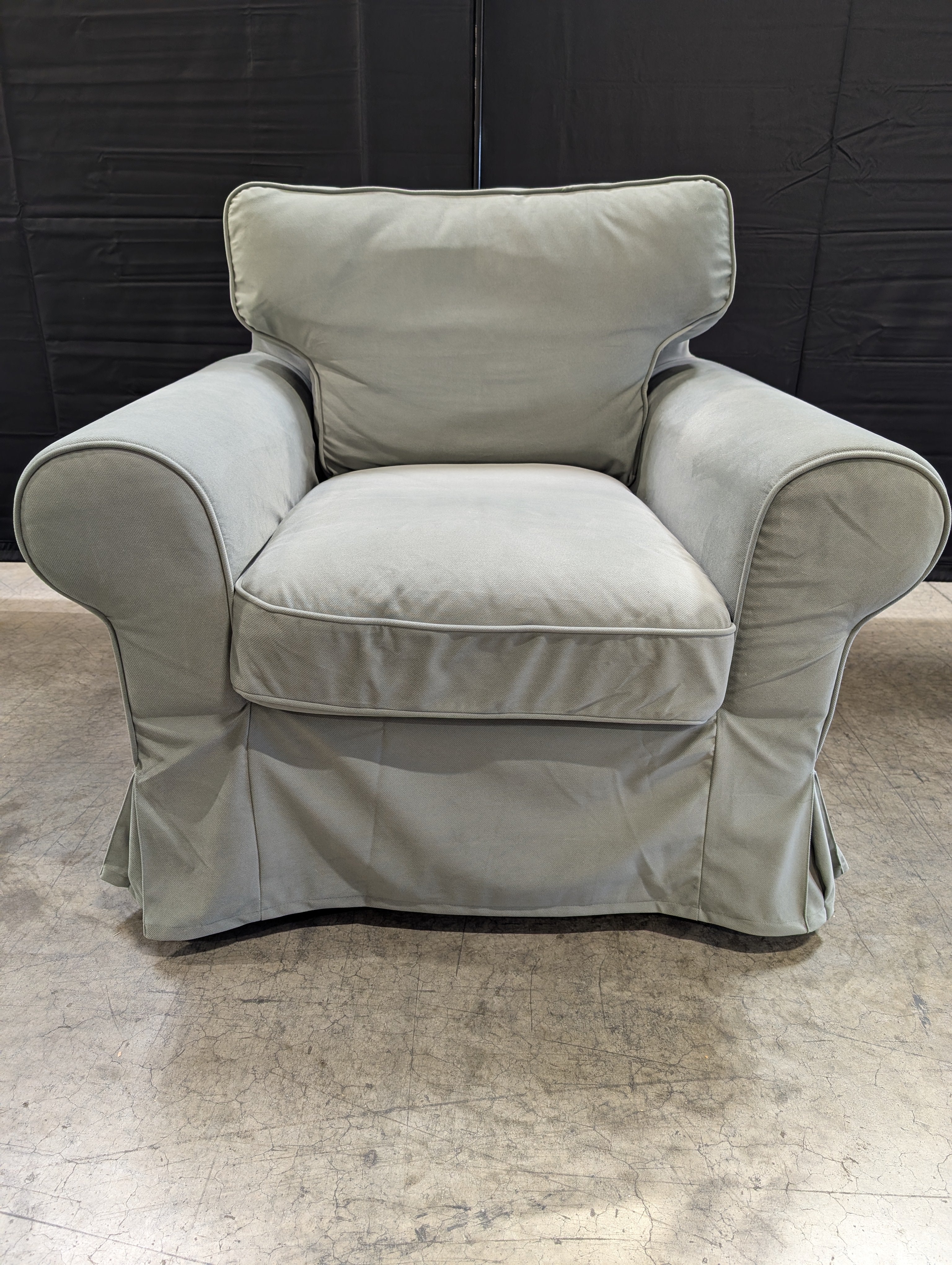 Contemporary Light Grey-Green  Upholstered Armchair