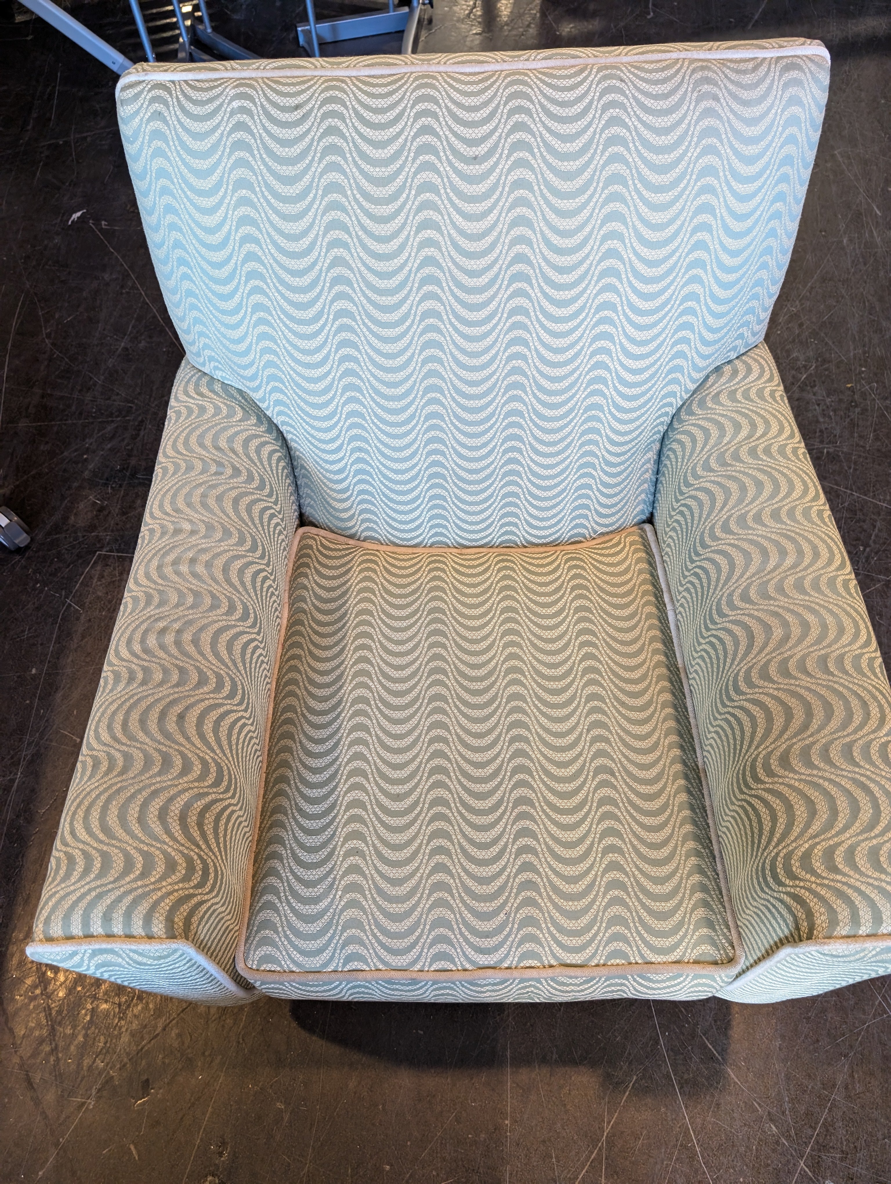 Pair of Contemporary Upholstered Club Chair with Wavy Pattern