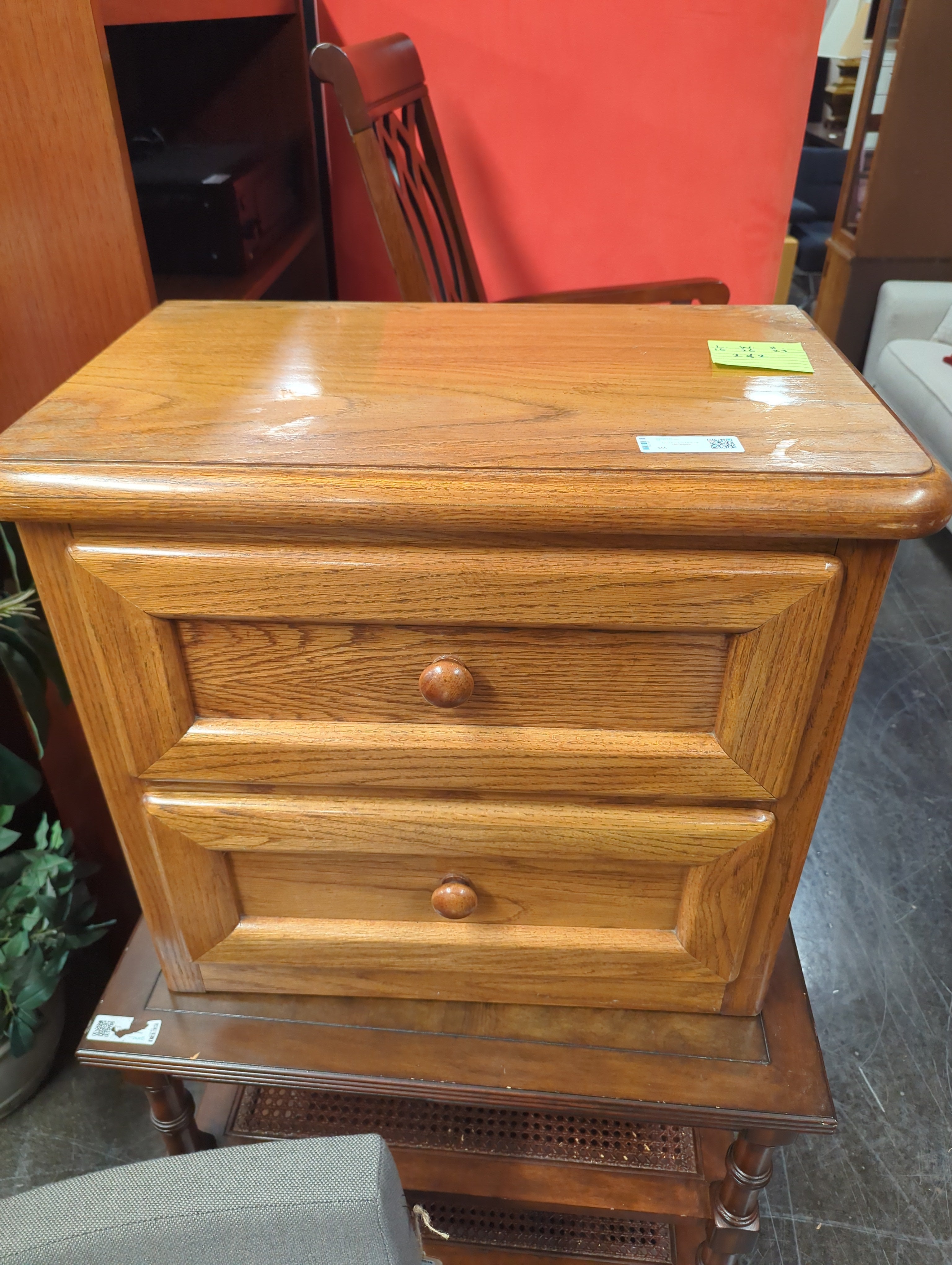 Small Oak Side Table with Two Drawers