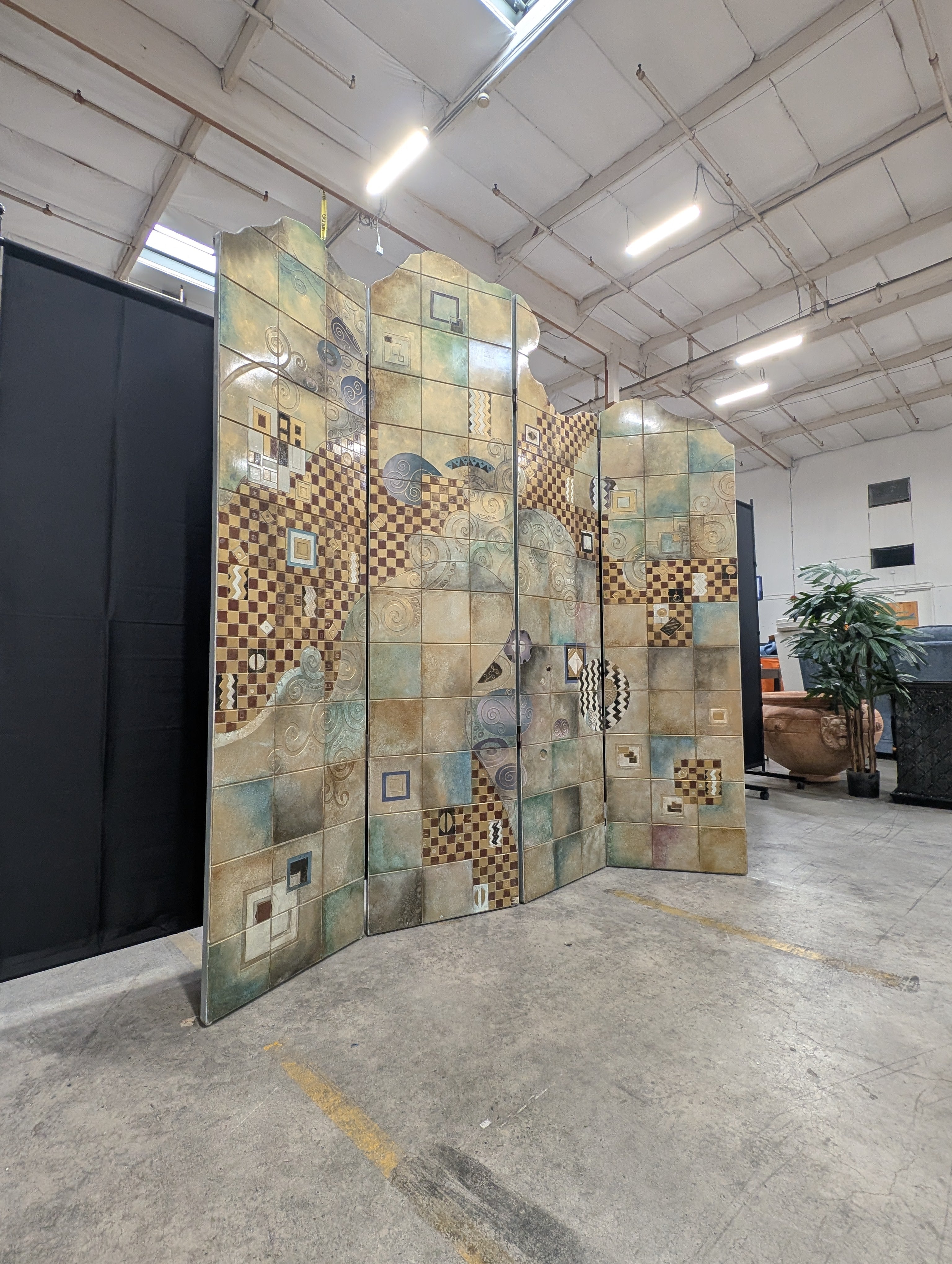 Abstract Artistic Three-Panel Room Divider Screen
