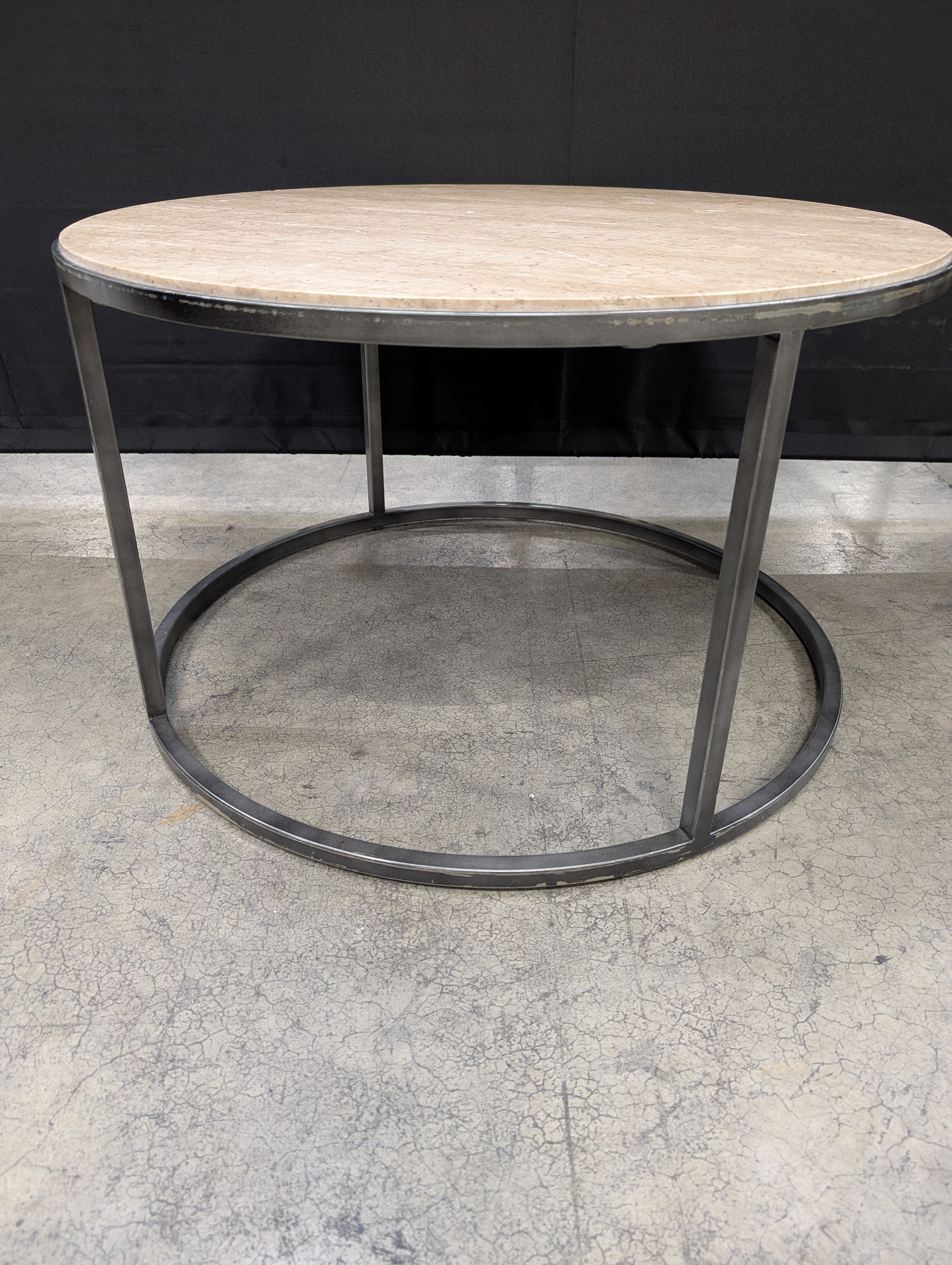Modern Round Stone Top Accent Table