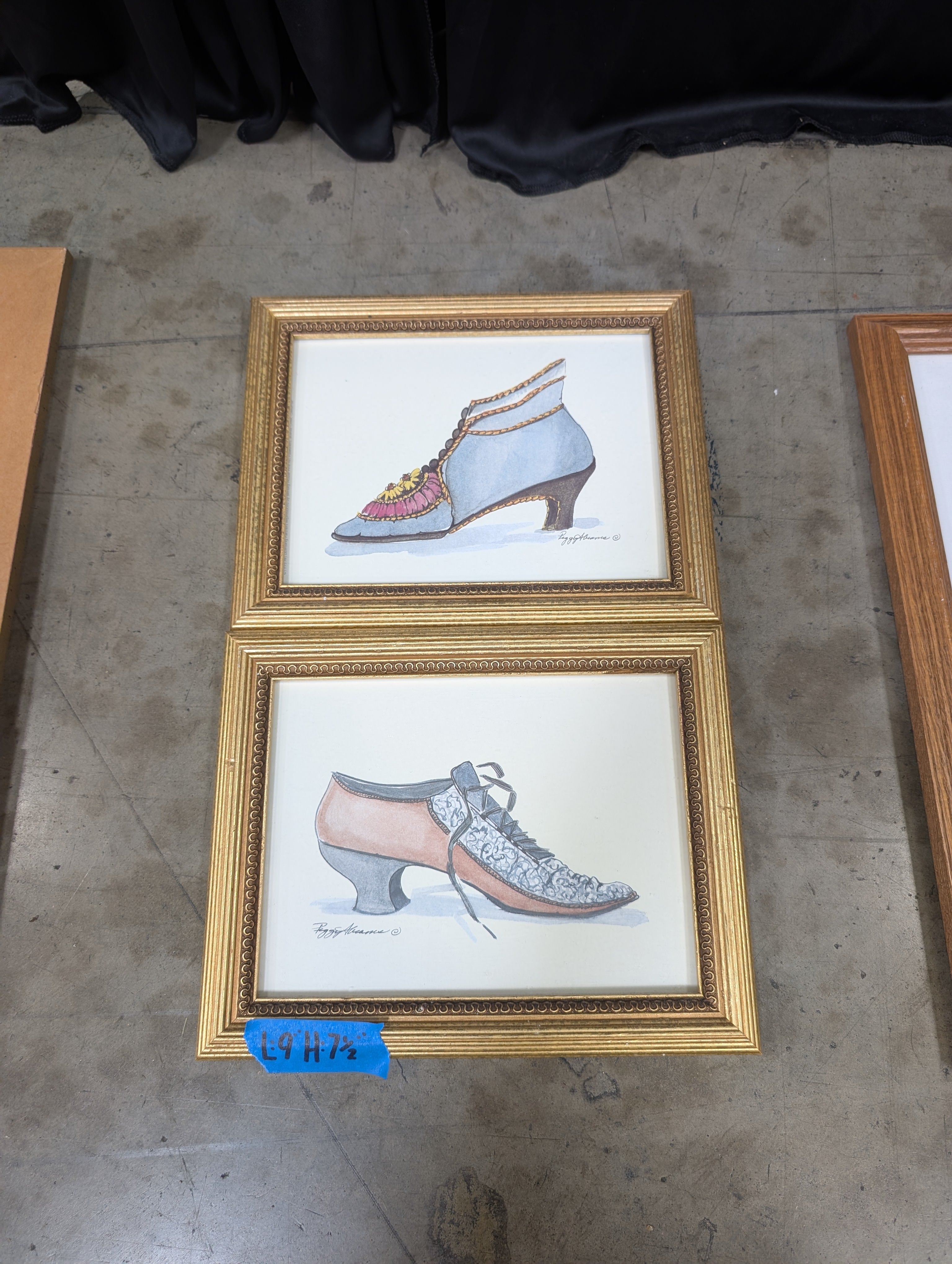 Set of Two Peggy Abrams Shoe Framed Print in Gold Frame