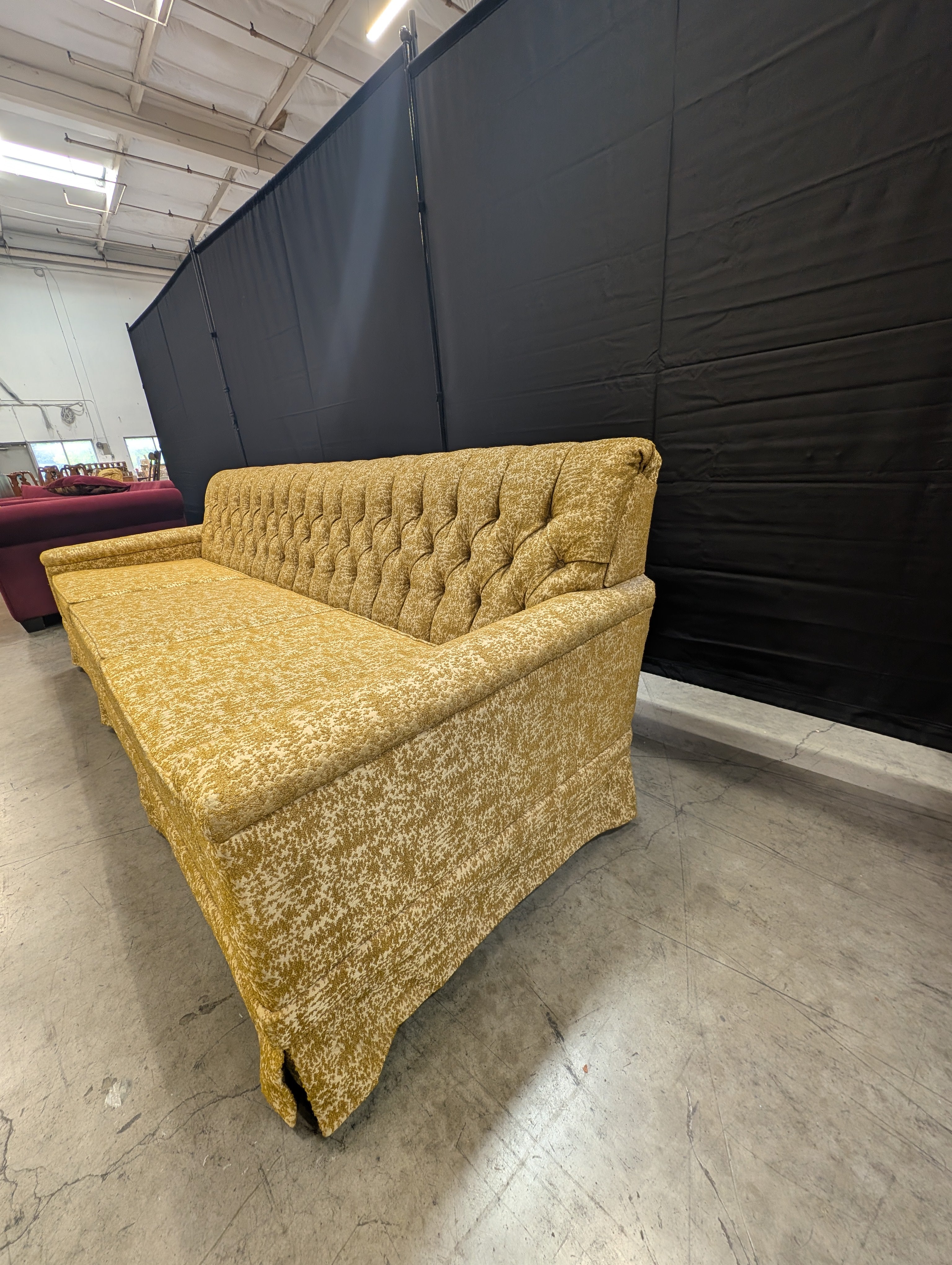 Vintage Gold FLEXSTEEL Tufted Sofa