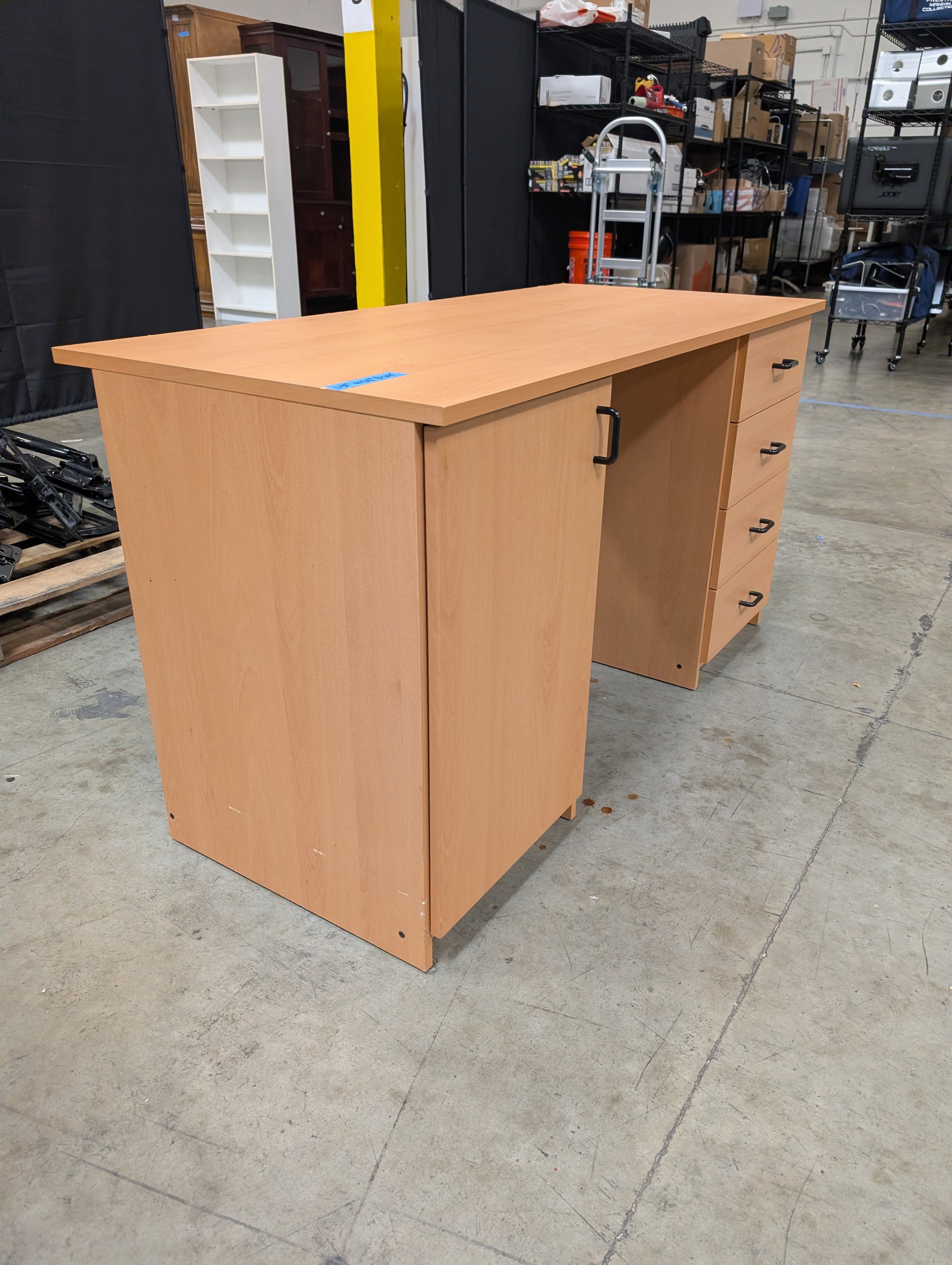 Practical Home Office Desk with Cabinet and Four Drawers