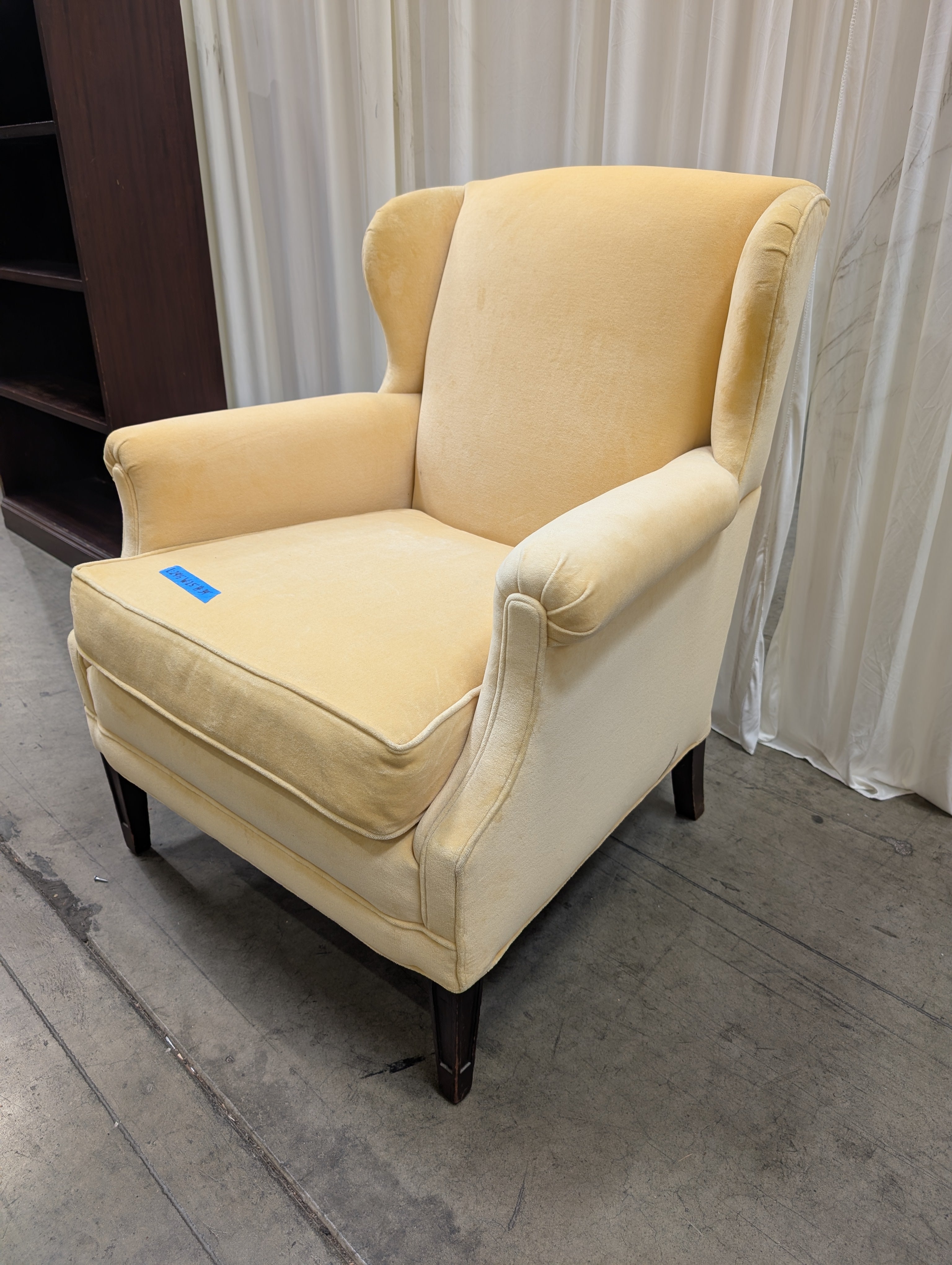 Yellow Fabric Wingback Recliner with Cabriole Legs