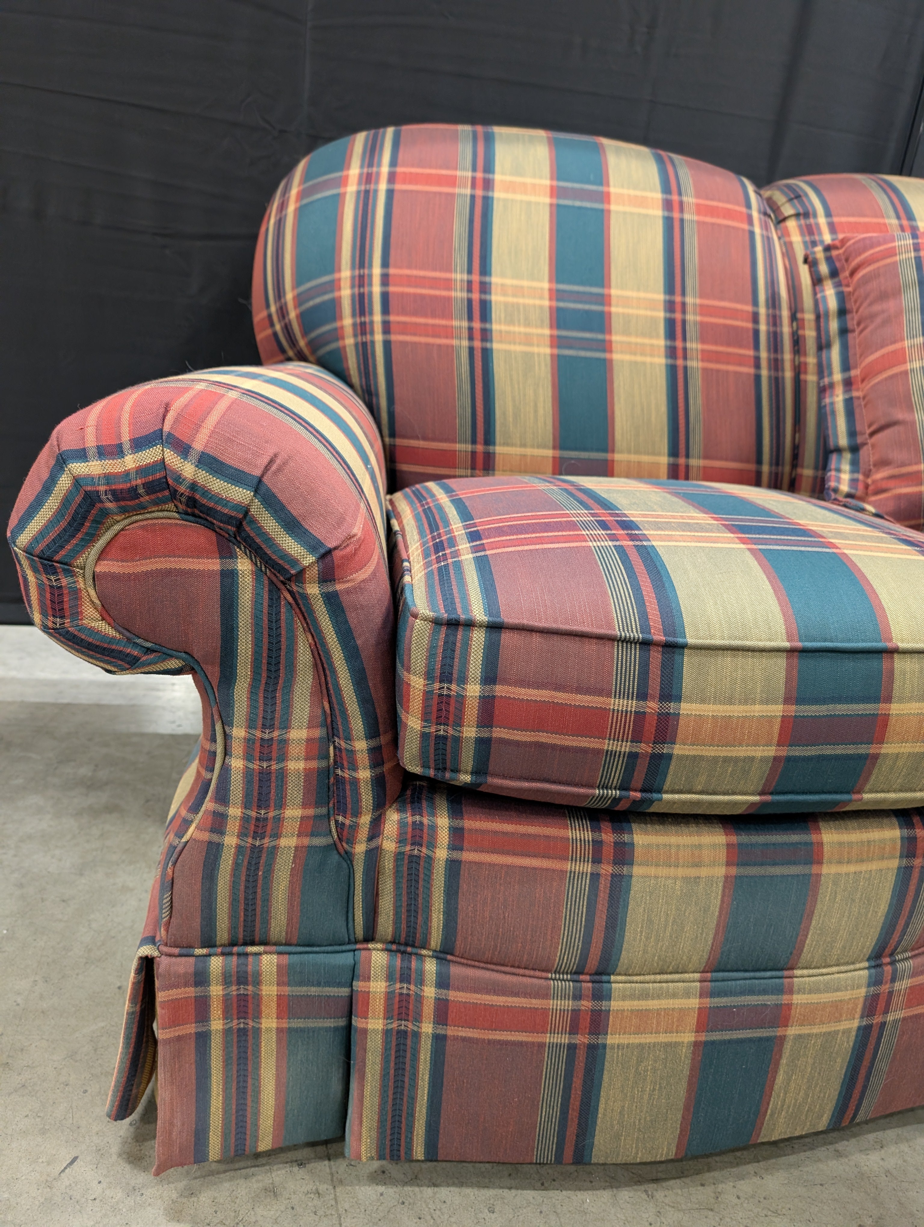 Classic Plaid Fabric Sofa with Loose Cushions | Key City Brand