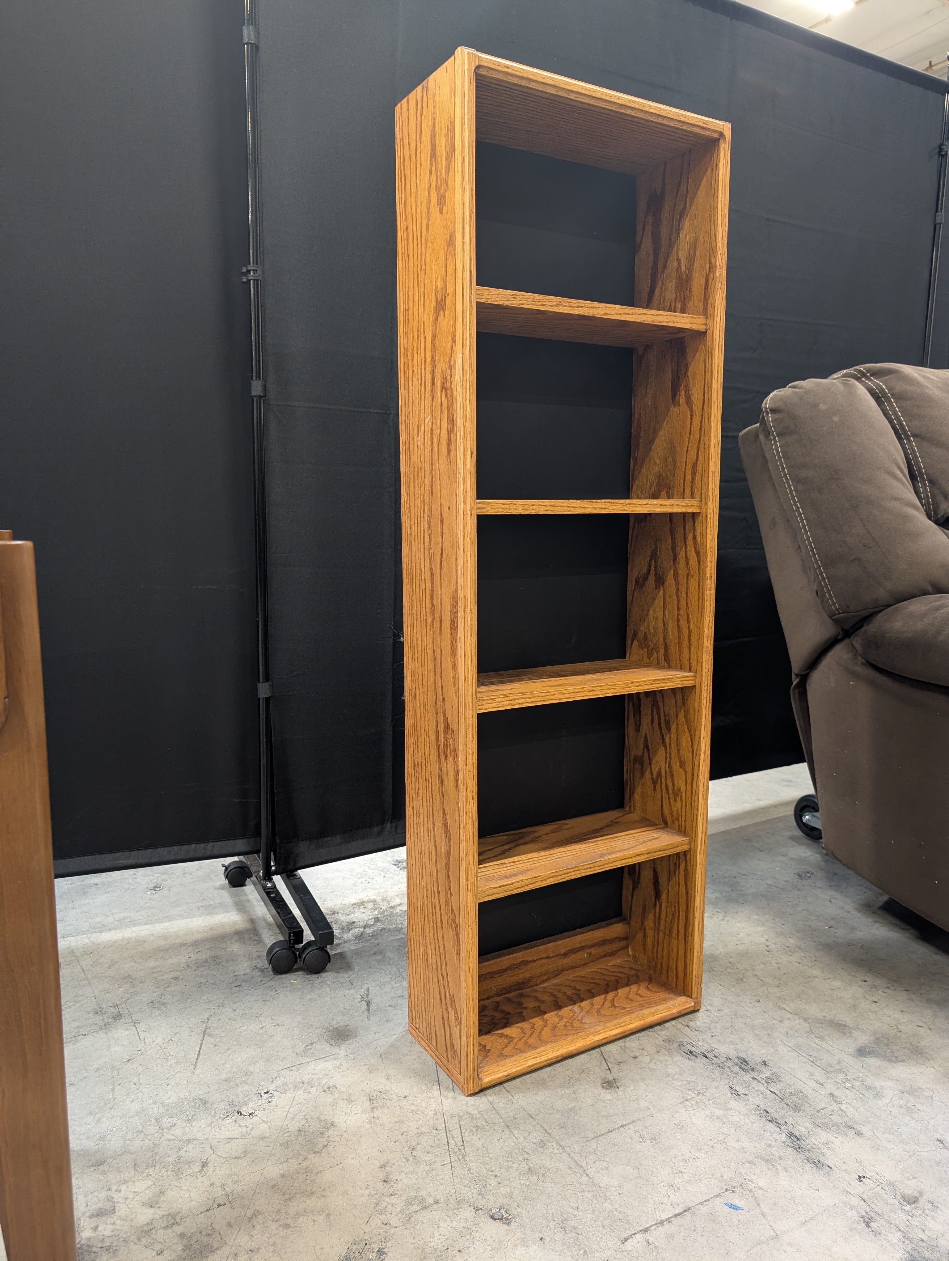 Medium Tone Wood Four-Shelf Bookcase