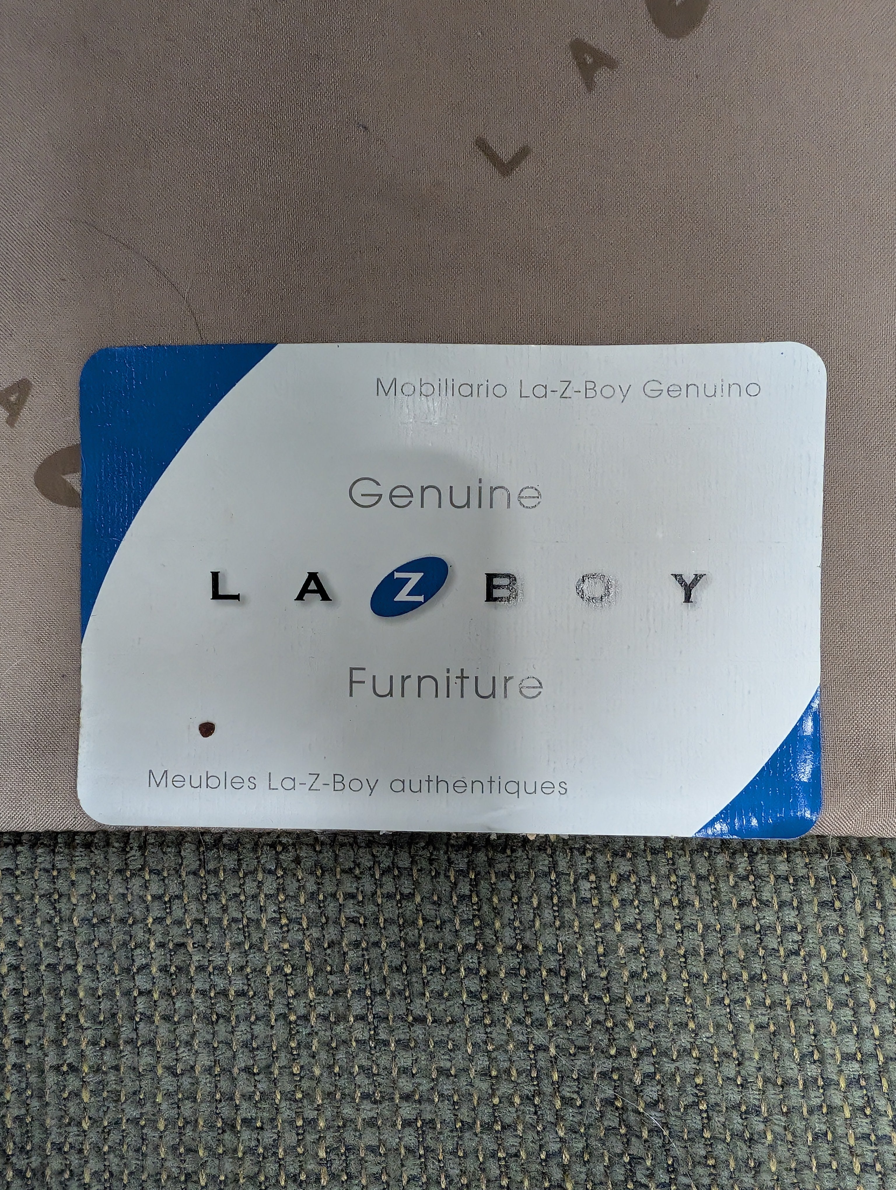 Sage Green Fabric LaZboy Loveseat with Rolled Arms