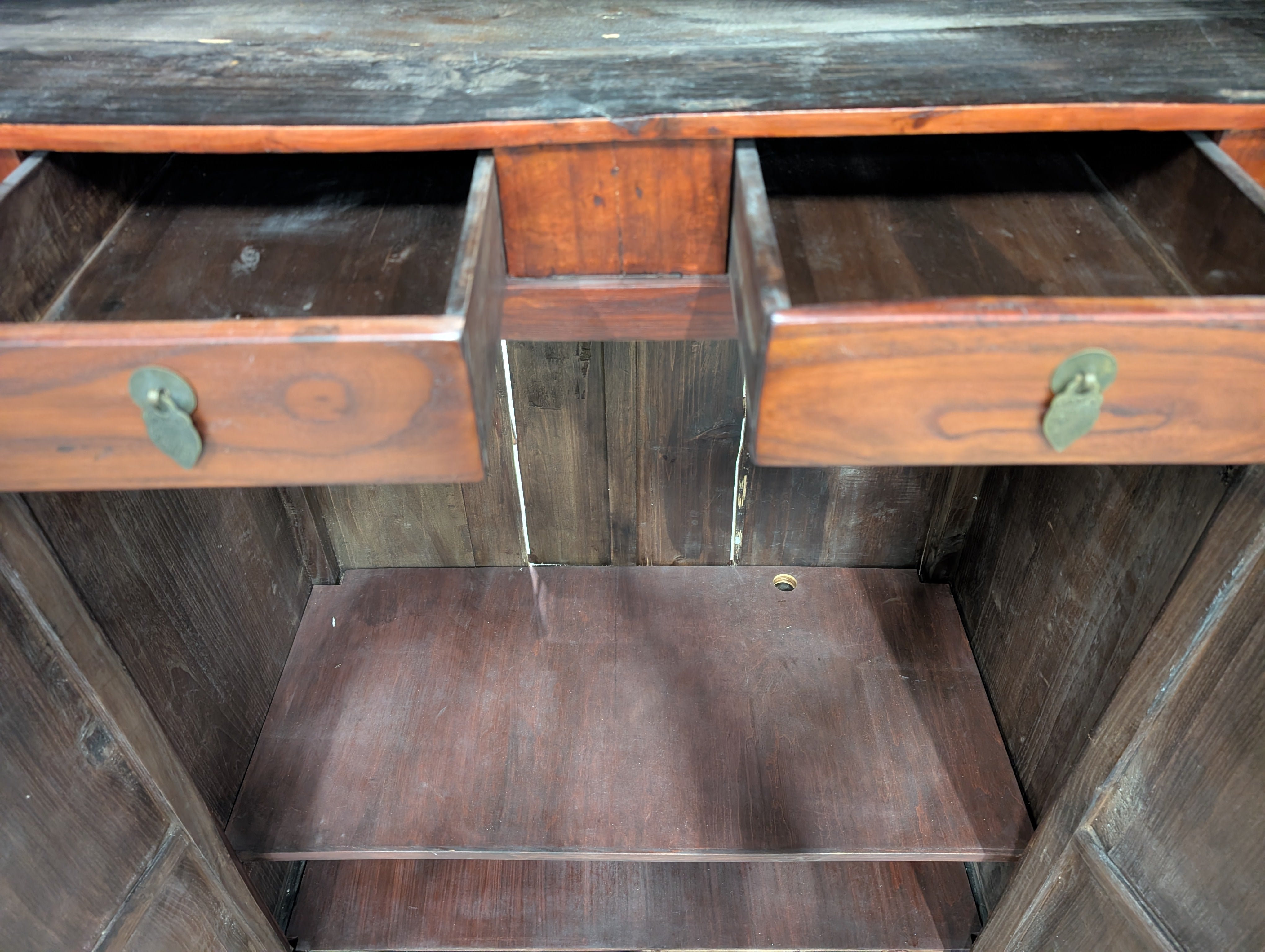 Ornate Hardwood Storage Cabinet with Decorative Butterfly Latch