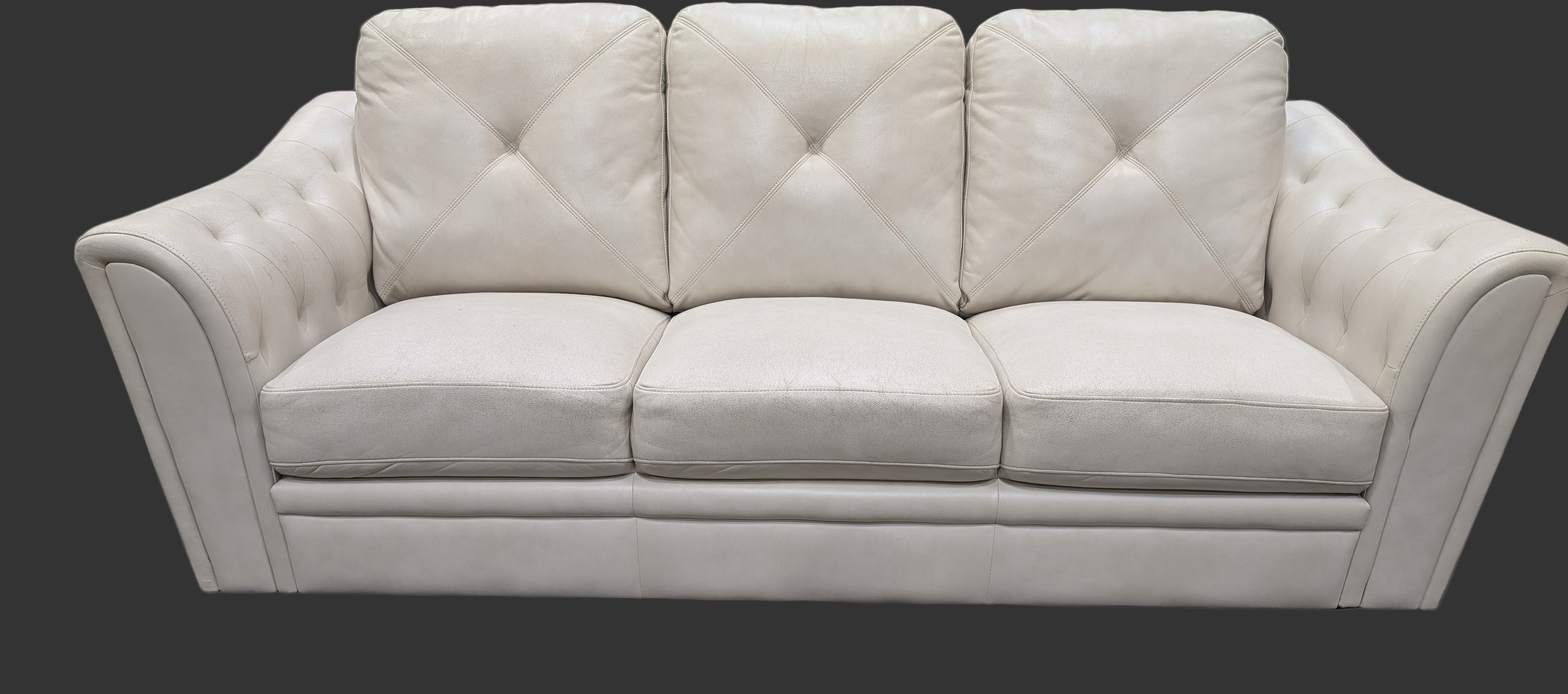 Light Beige Tufted Three-Seater Sofa