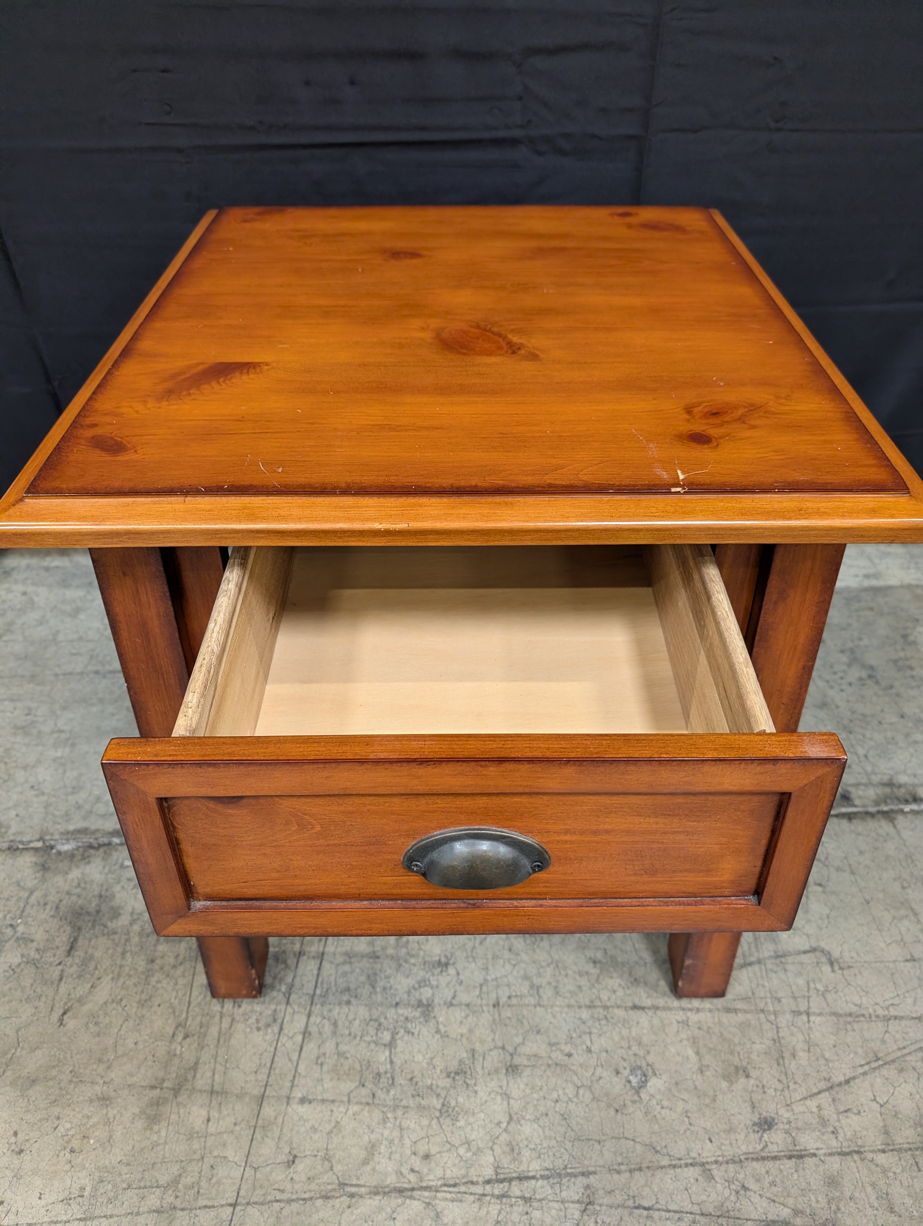 Rustic Wood Side Table with Drawer