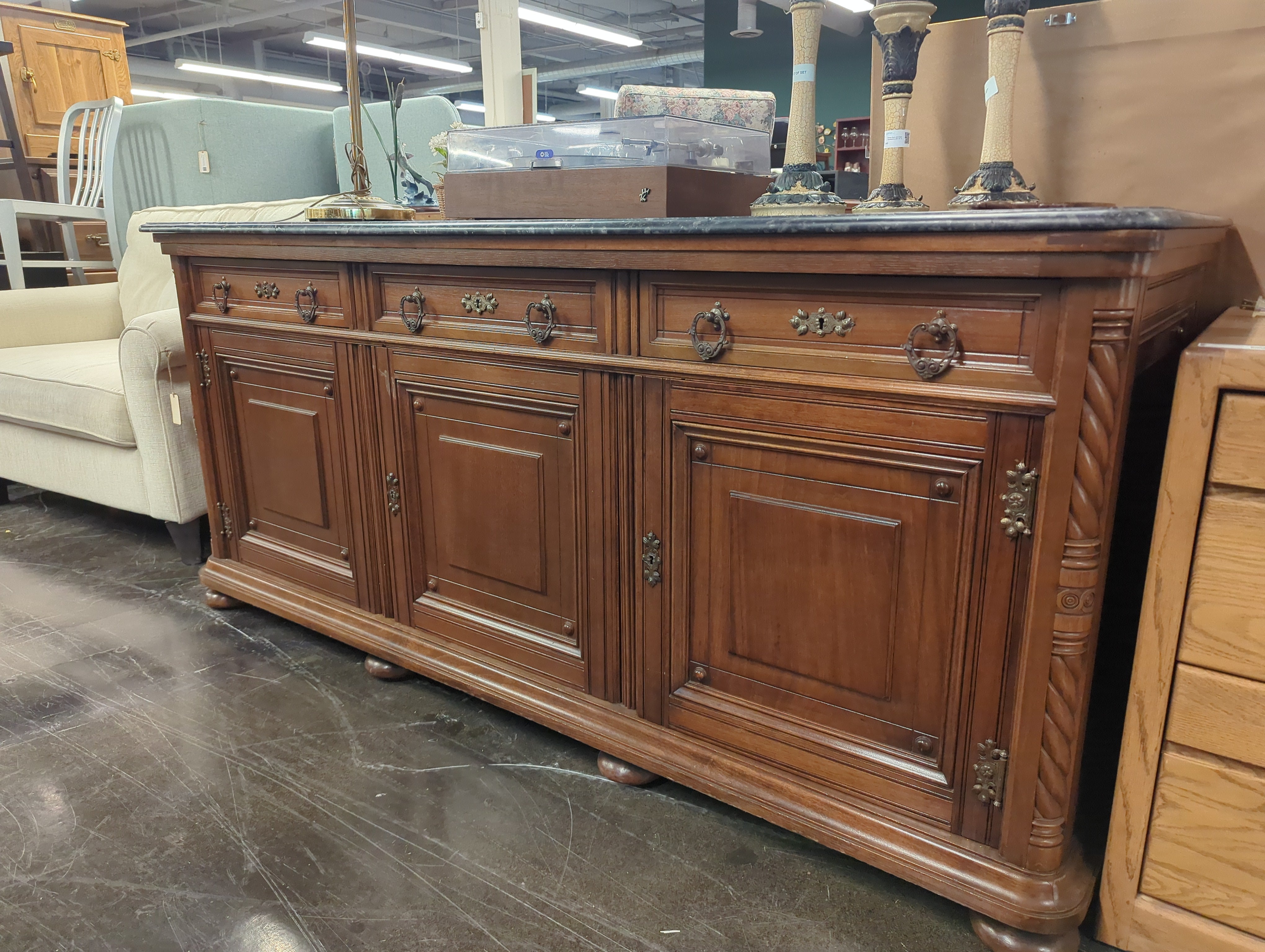 Granite Top French Revival Sideboard