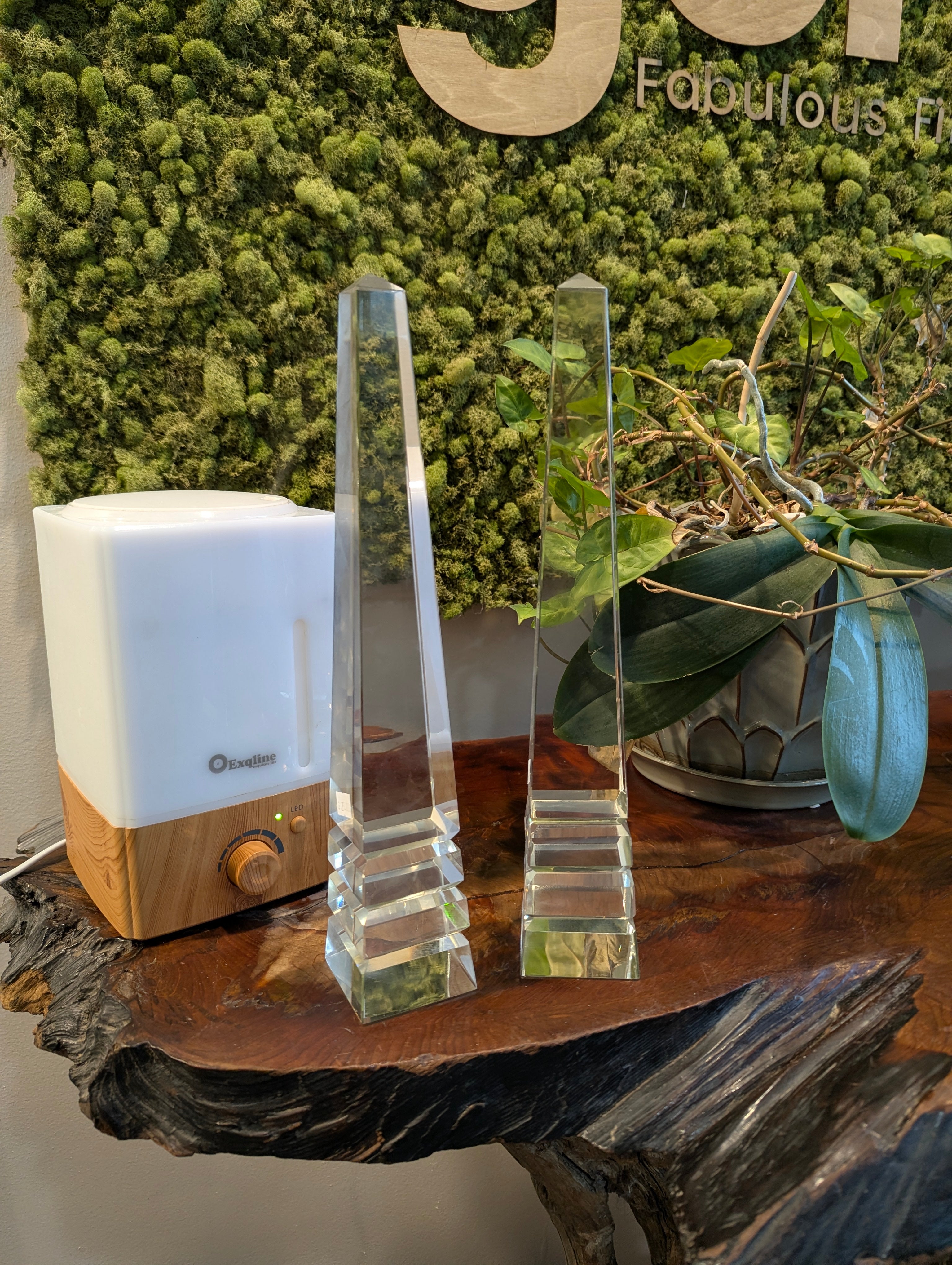 Clear Tapered Fluted Decor Pair