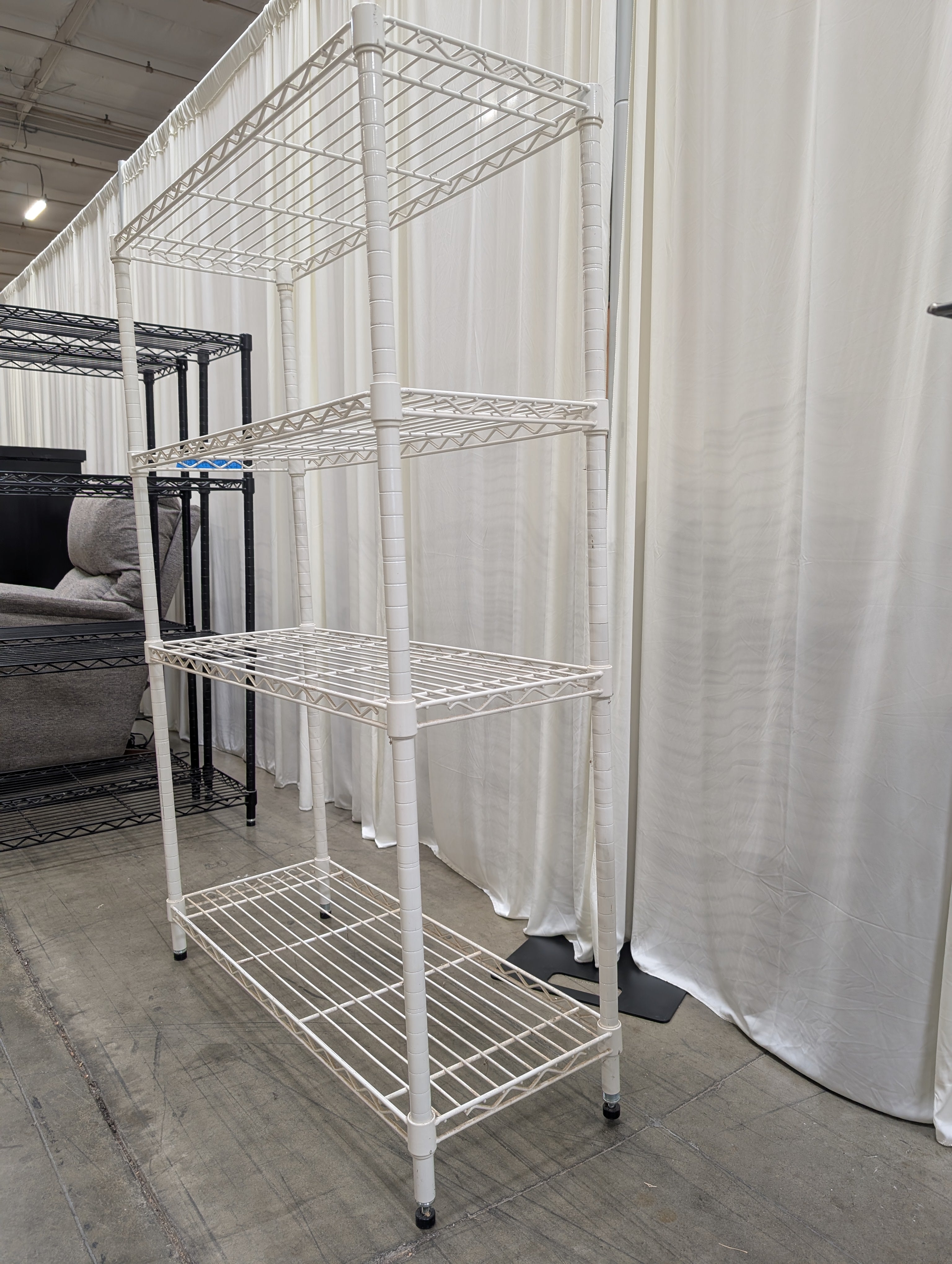 White Four-Tier Metal Wire Shelving Unit