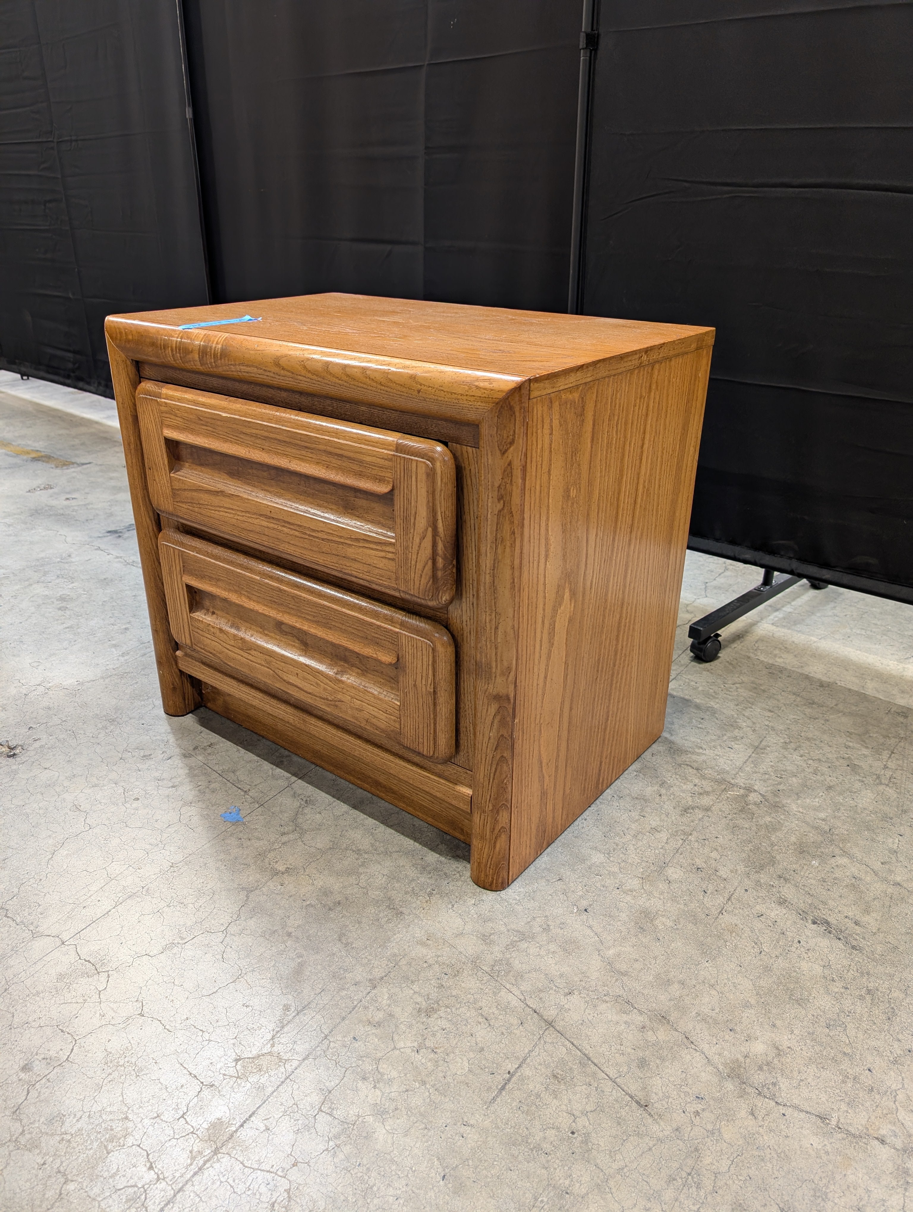 Oak Finish Dixie Two-Drawer Nightstand Bedside Table
